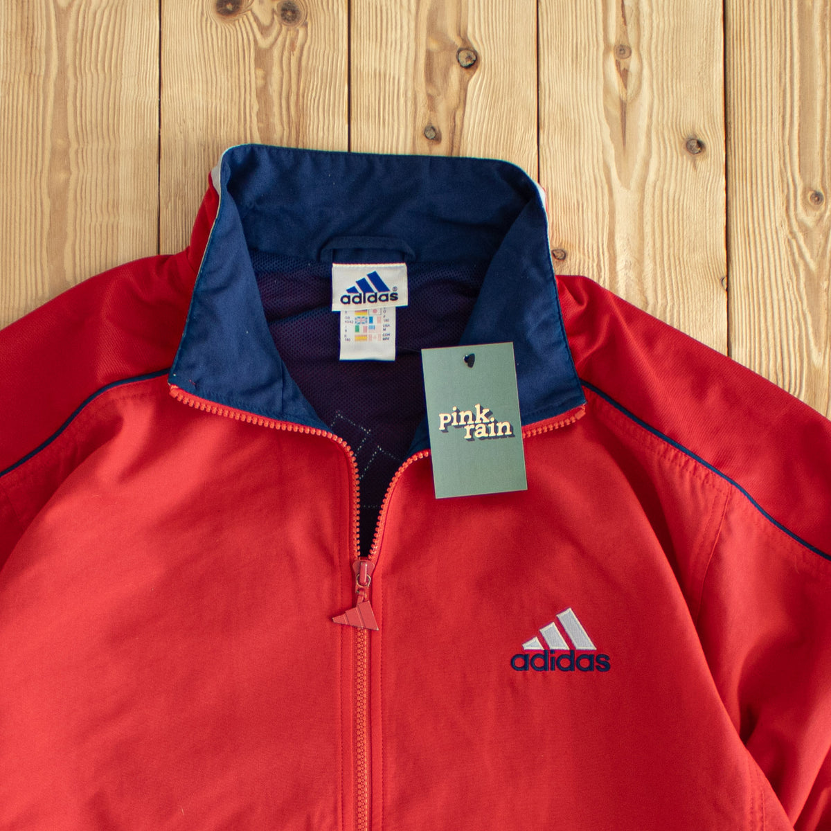 (L) Adidas Vintage Embroidered Jacket Red