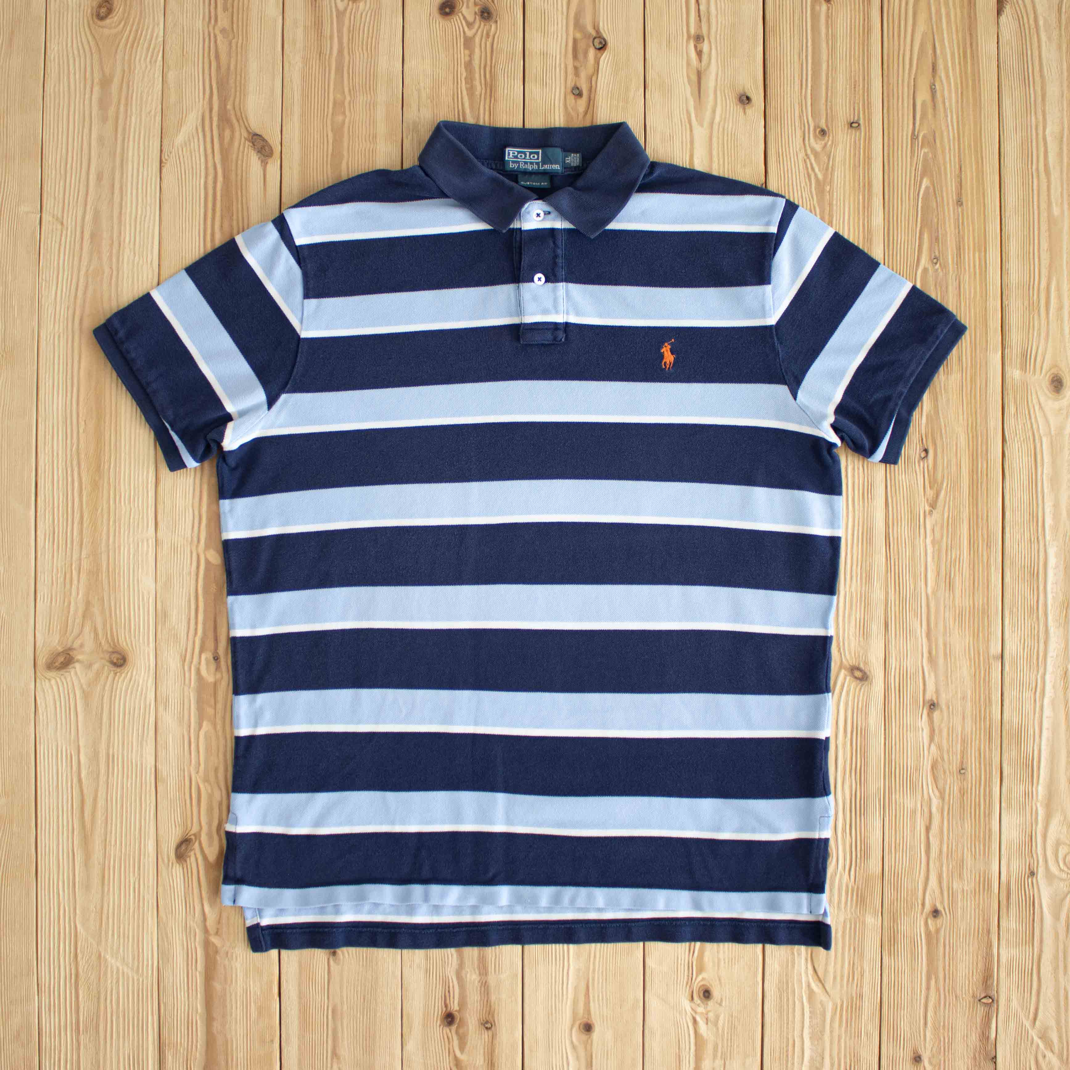 (M/L) Polo Ralph Lauren Vintage Embroidered Polo T-Shirt Blue