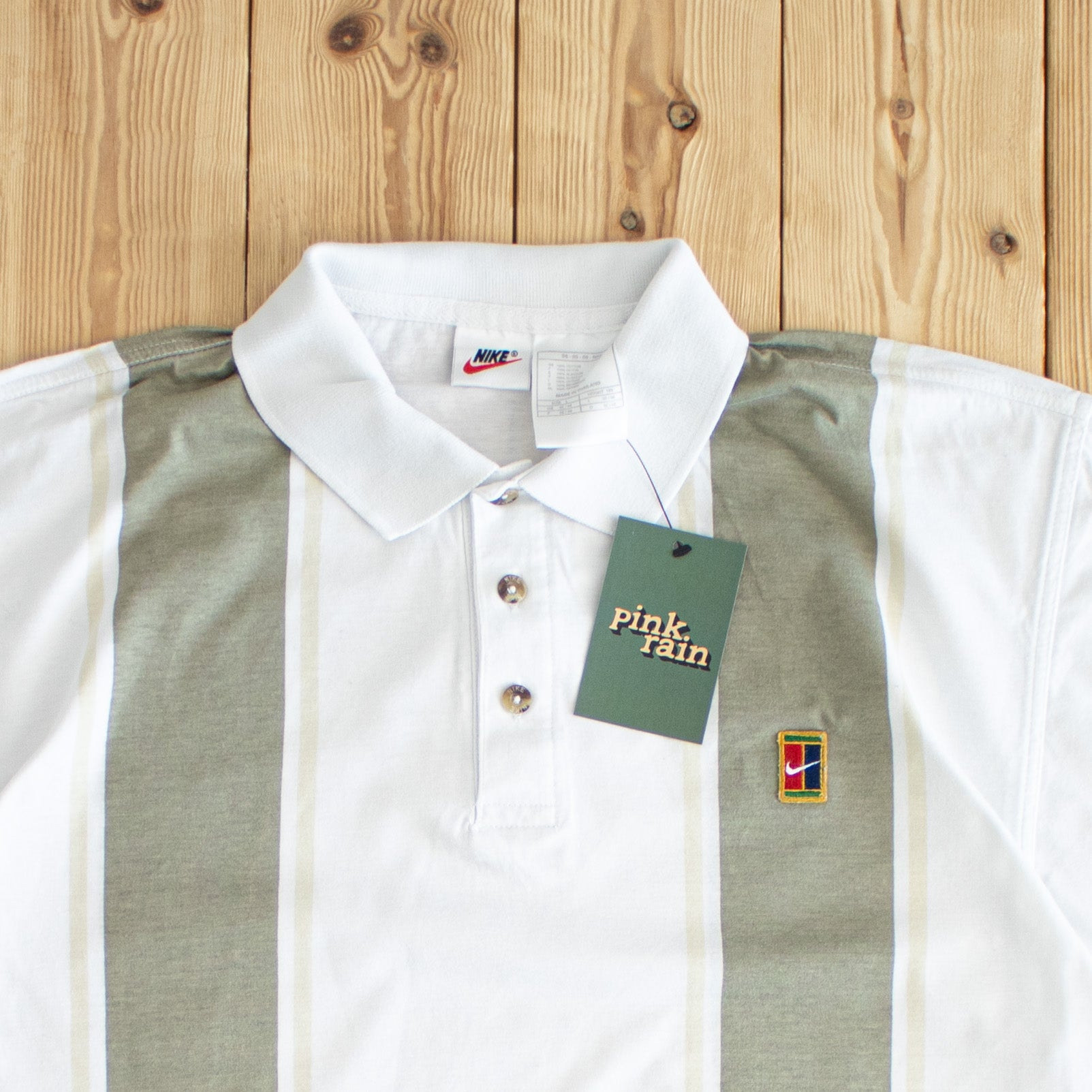 (L) Nike Vintage Embroidered Polo T-Shirt White