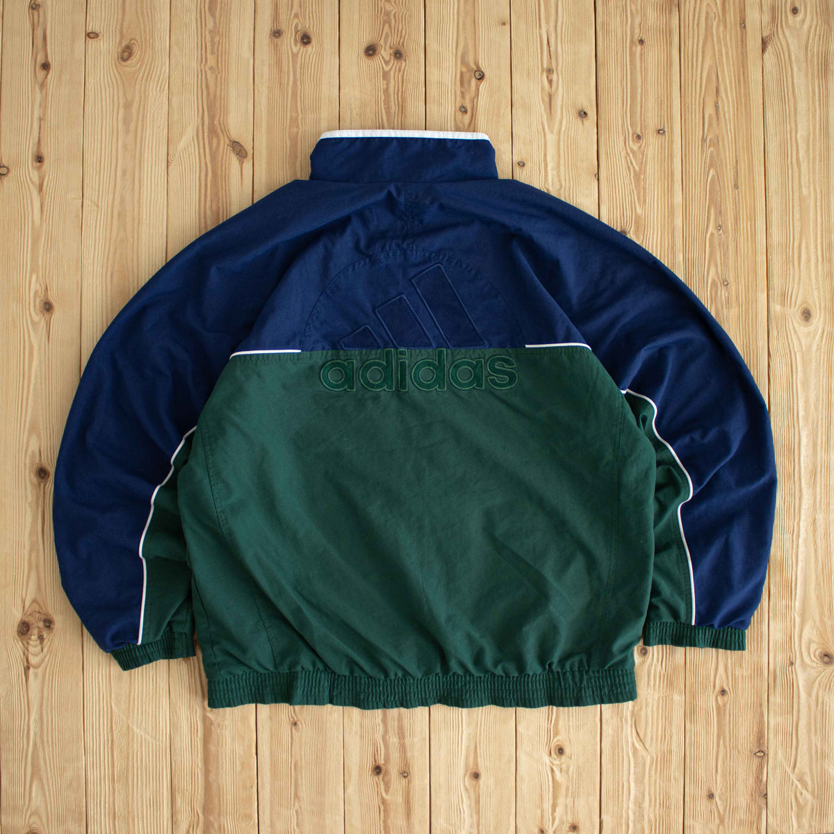 (L) Adidas Vintage Embroidered Jacket Green/Blue