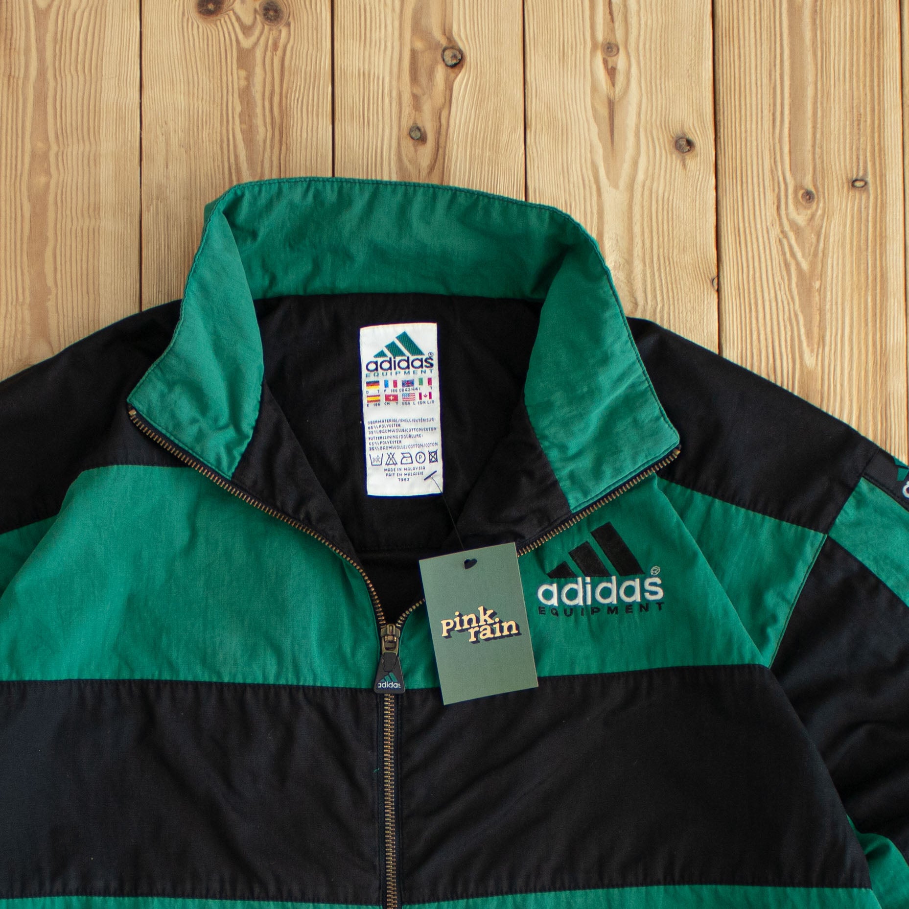 (L) Adidas Equipment Vintage Embroidered Jacket Green Black