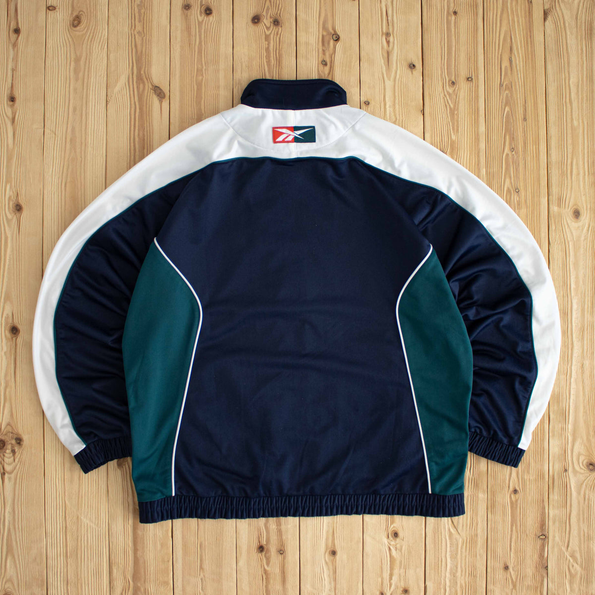 (L/XL) Reebok Vintage Embroidered Full-Zip Sweatshirt Blue