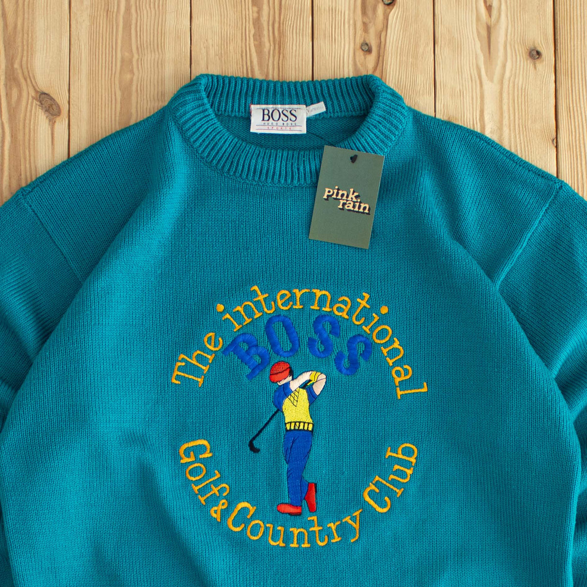 (M) Hugo Boss Golf & Country Club Vintage Embroidered Sweater Blue