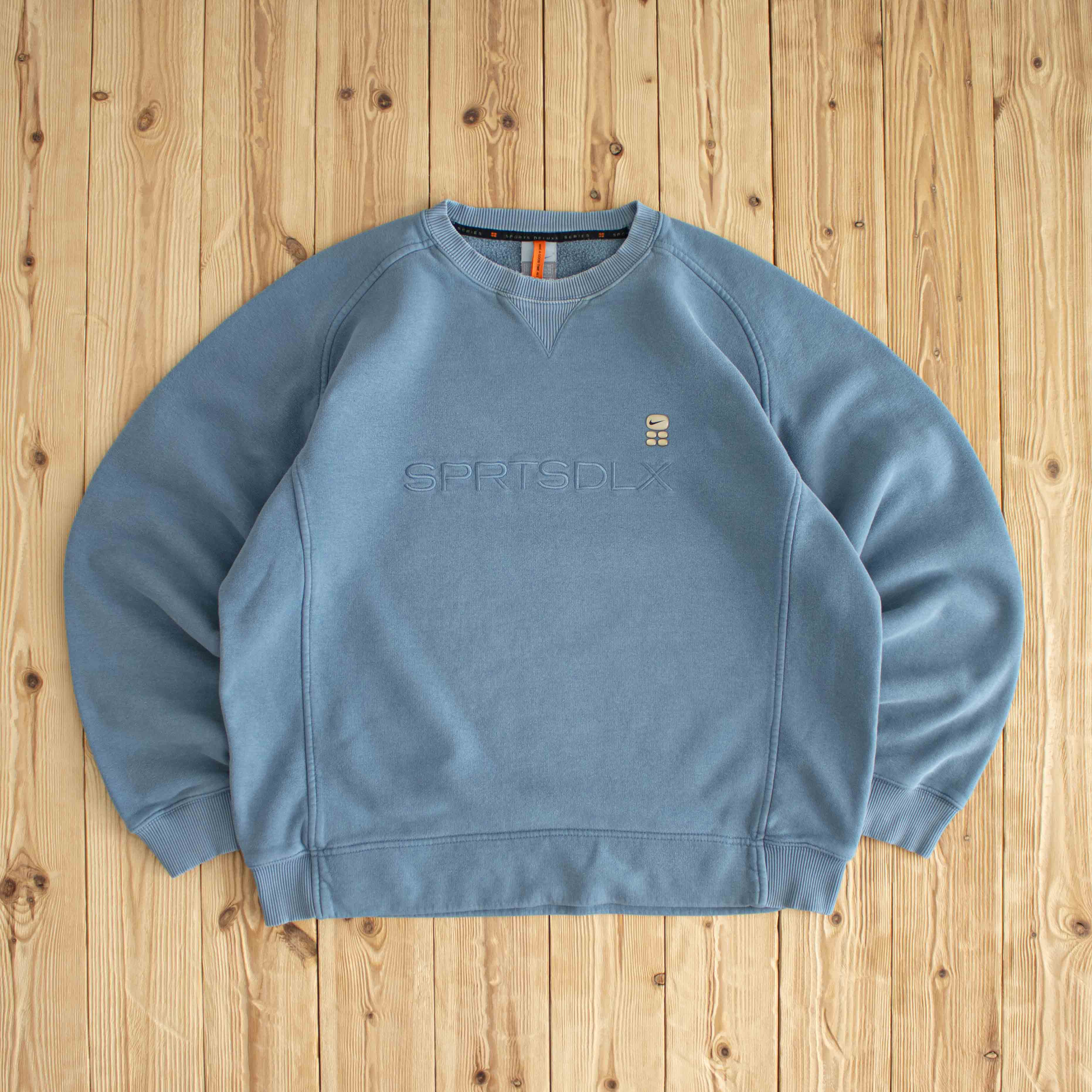 (L/XL) Nike SPRTSDLX Vintage Embroidered Sweatshirt Blue