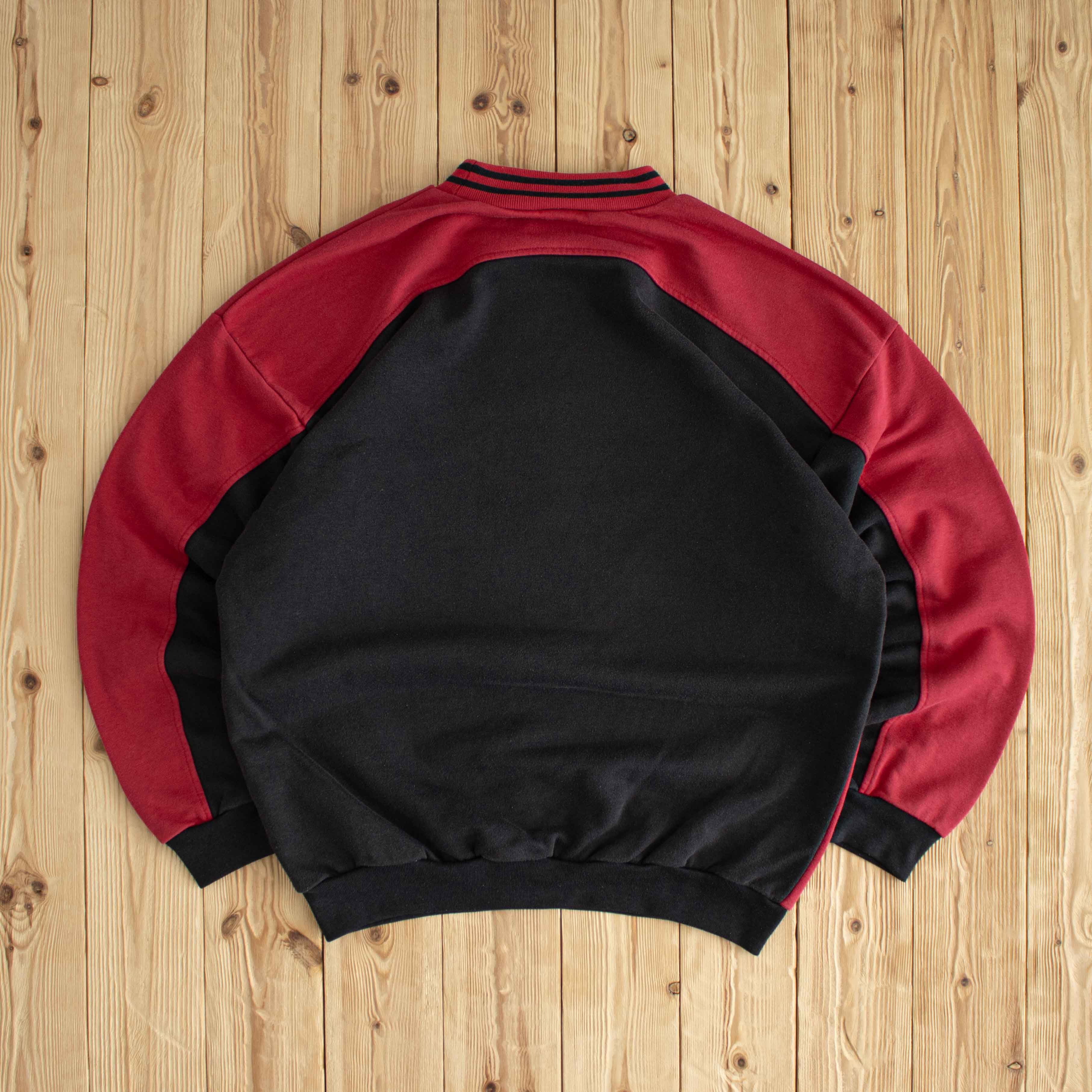 (XL) Adidas Vintage Side Stripe Embroidered Sweatshirt Black Red