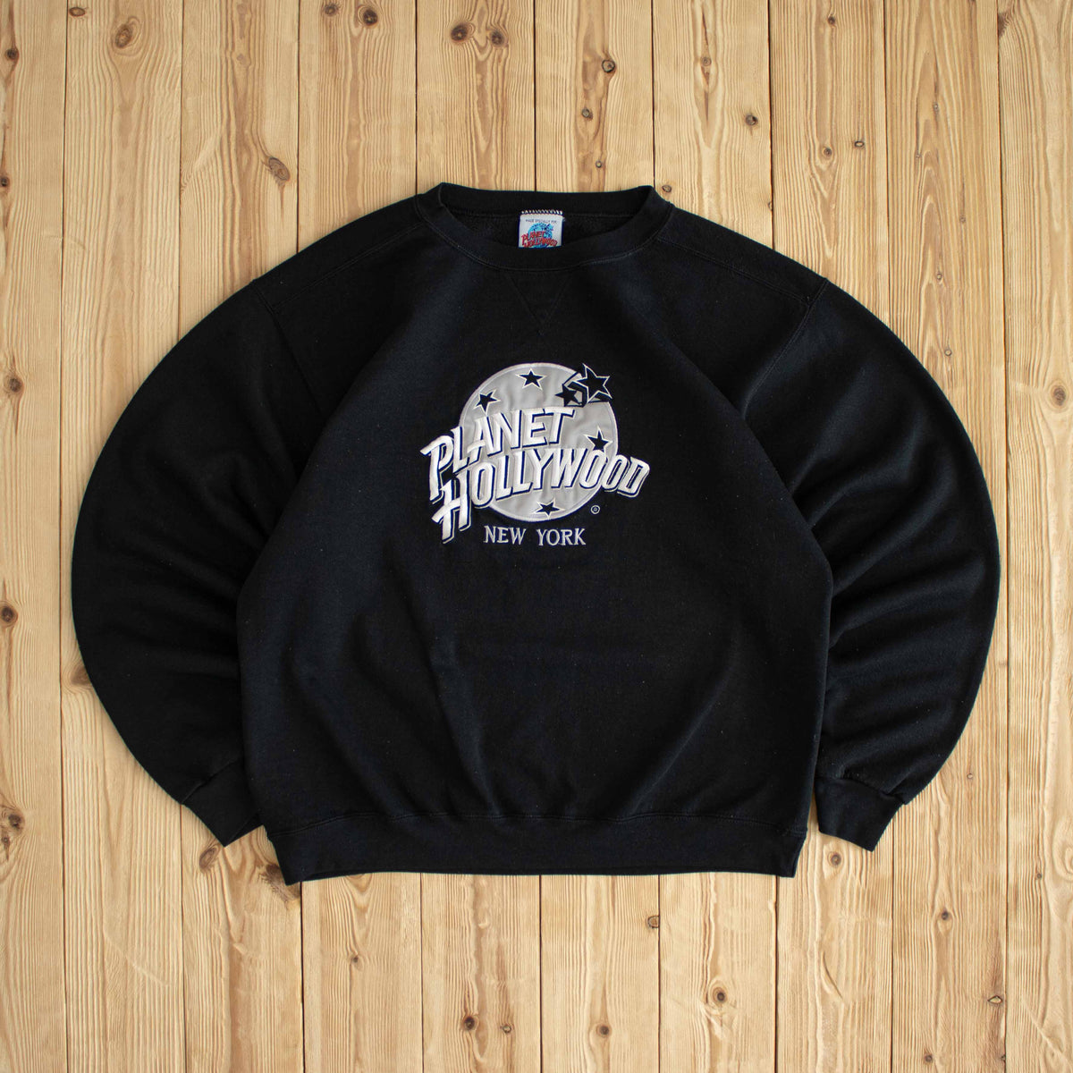 (L) Planet Hollywood New York Vintage Embroidered Sweatshirt Black