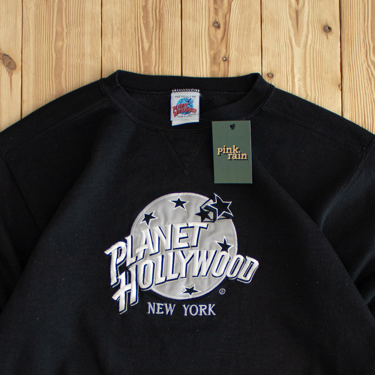 (L) Planet Hollywood New York Vintage Embroidered Sweatshirt Black