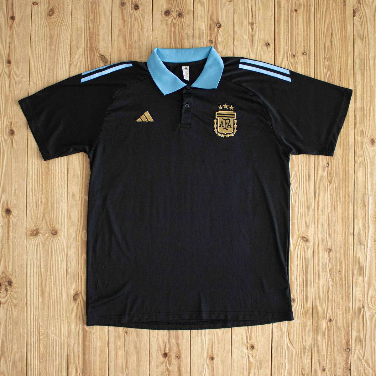 (L) Adidas Argentina Embroidered Polo T-Shirt Black