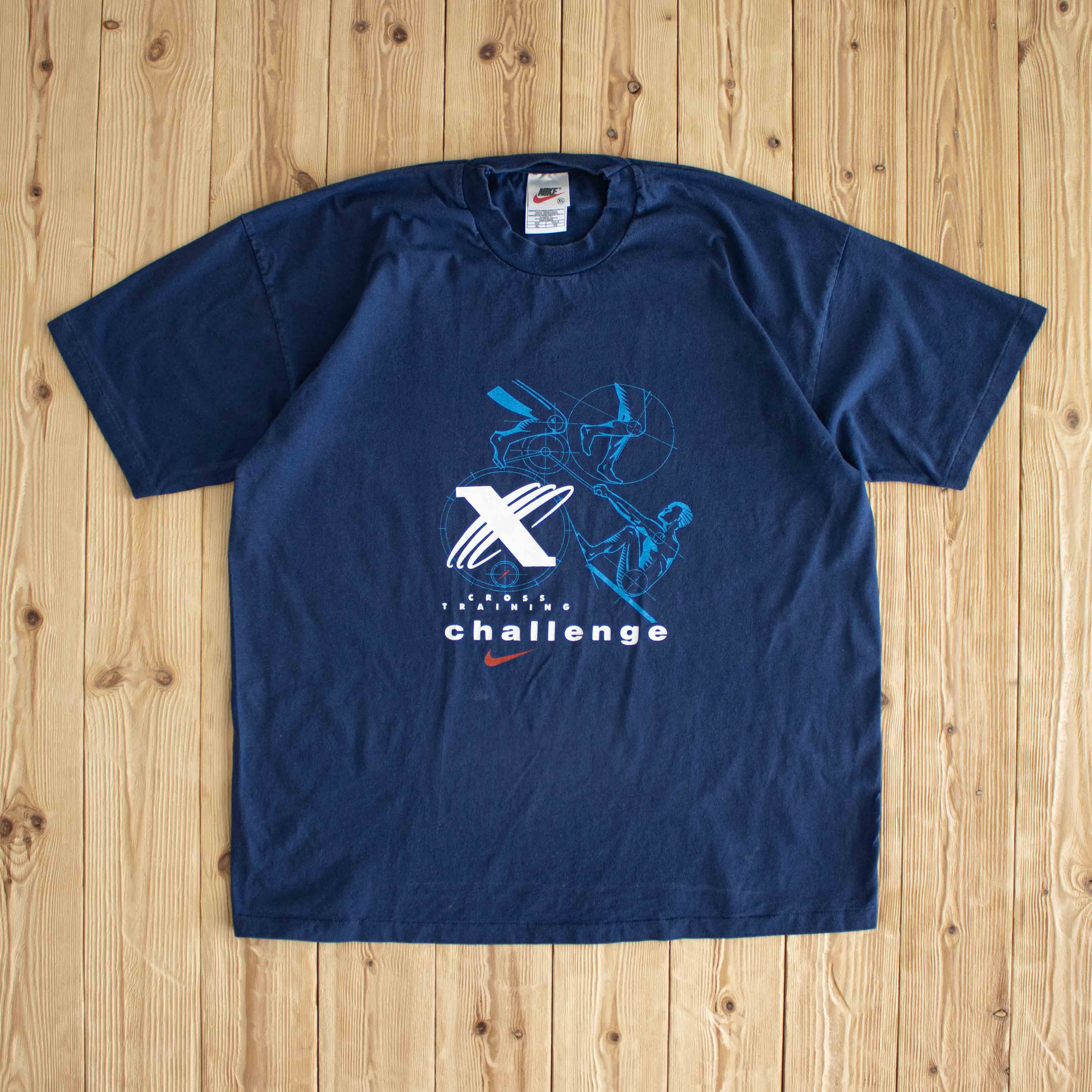 (L/XL) Nike Cross Training Challenge Vintage T-Shirt Blue