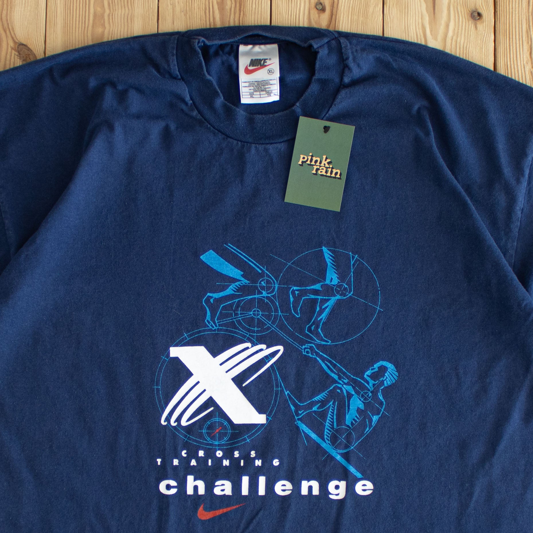 (L/XL) Nike Cross Training Challenge Vintage T-Shirt Blue