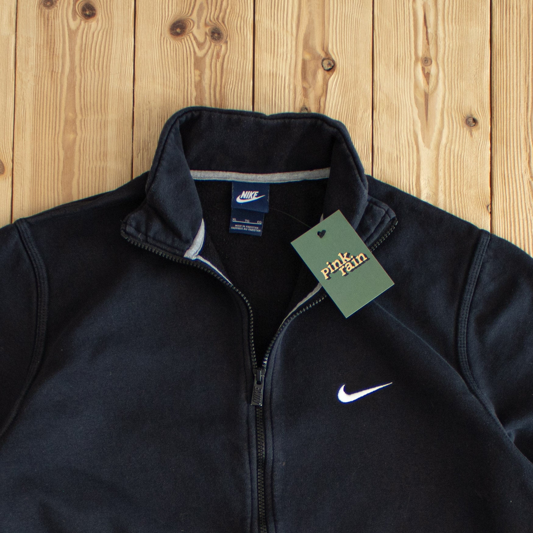 (L) Nike Vintage Embroidered Full-Zip Sweatshirt Black