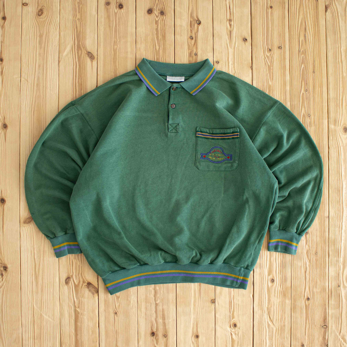 (L) Adidas Sportswear Vintage Embroidered Sweatshirt Green