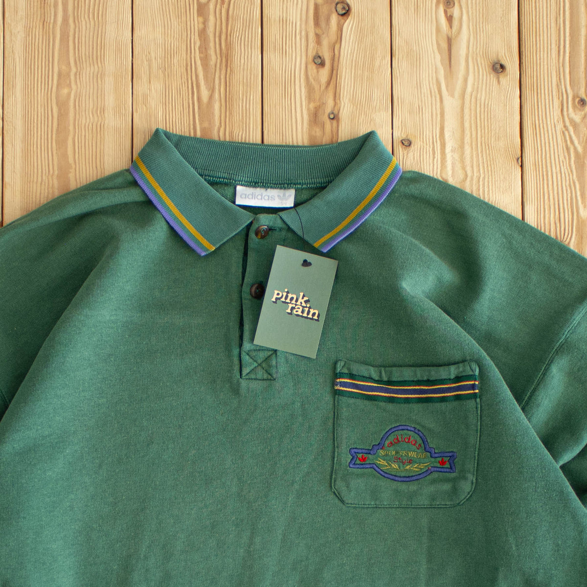 (L) Adidas Sportswear Vintage Embroidered Sweatshirt Green