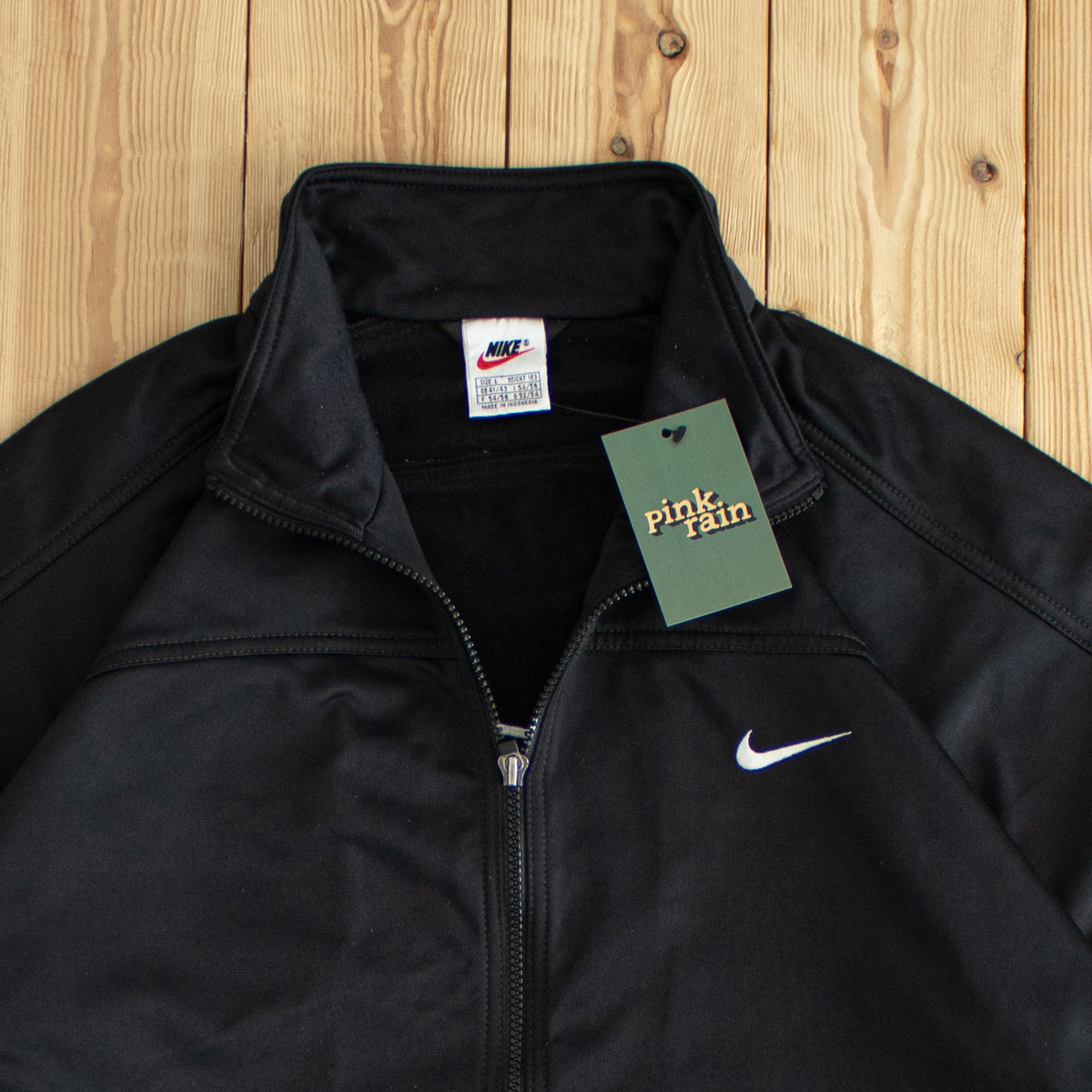 (L) Nike Swoosh Vintage Embroidered Full-Zip Sweatshirt Black