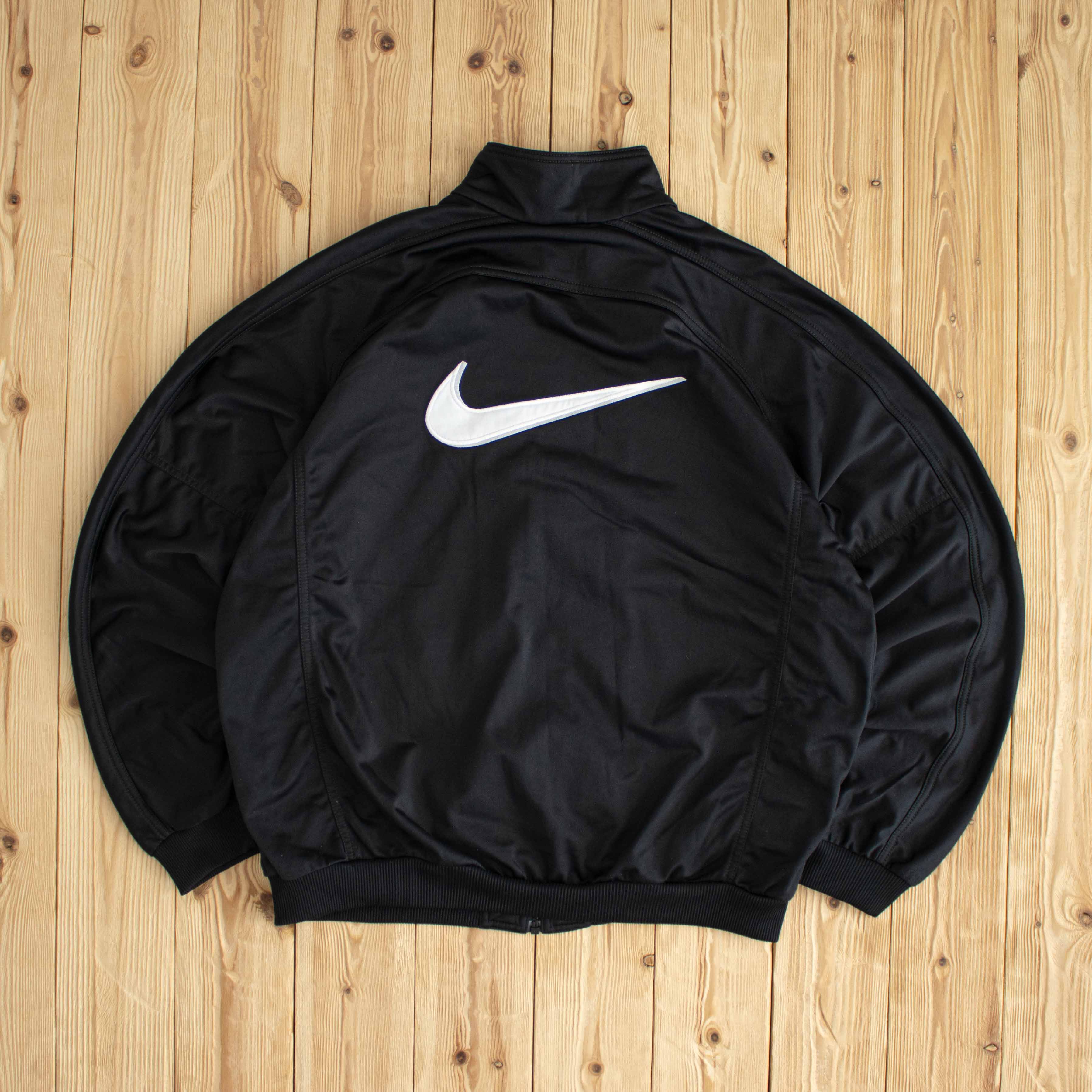 (L) Nike Swoosh Vintage Embroidered Full-Zip Sweatshirt Black
