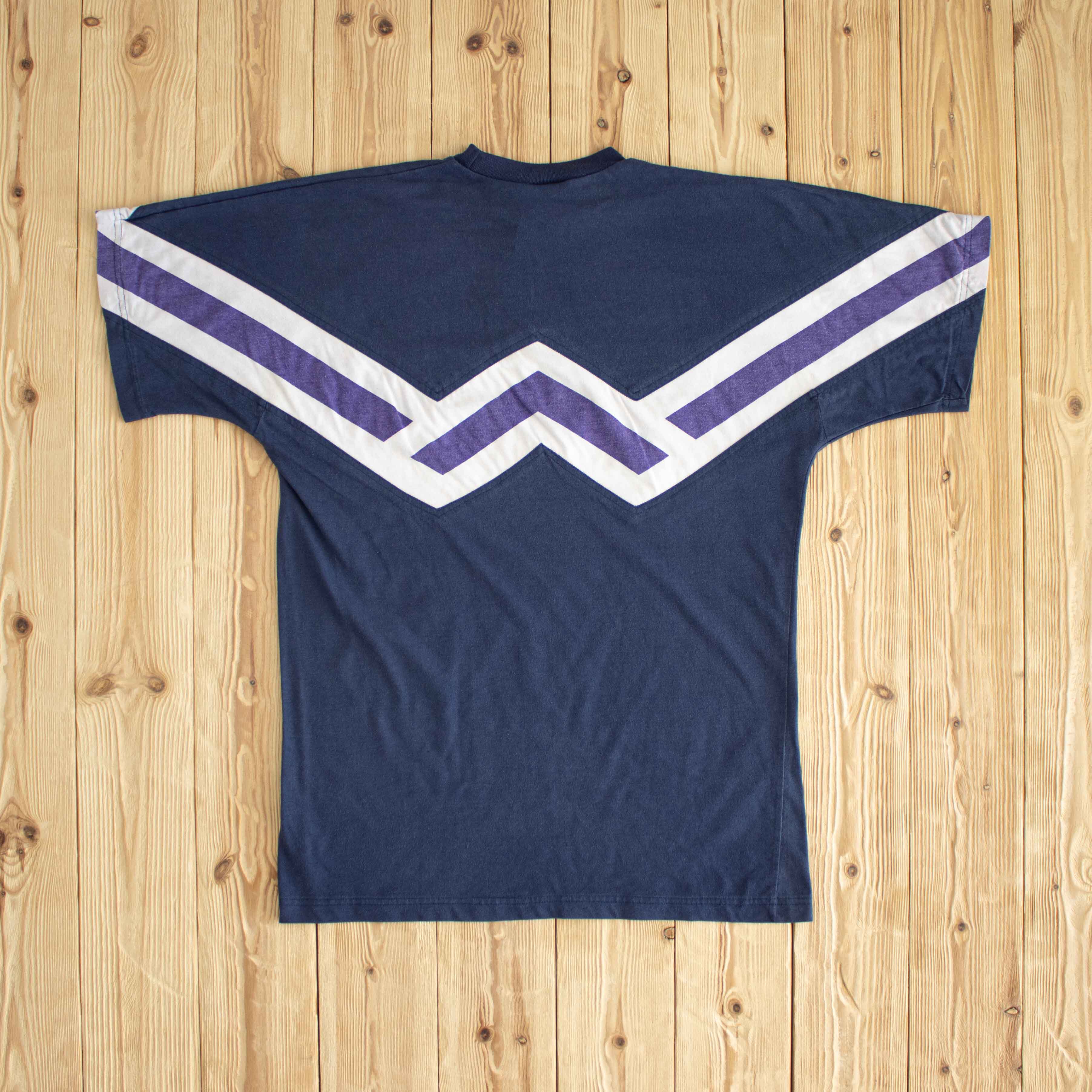 (M) Adidas Vintage Embroidered T-Shirt Purple Blue