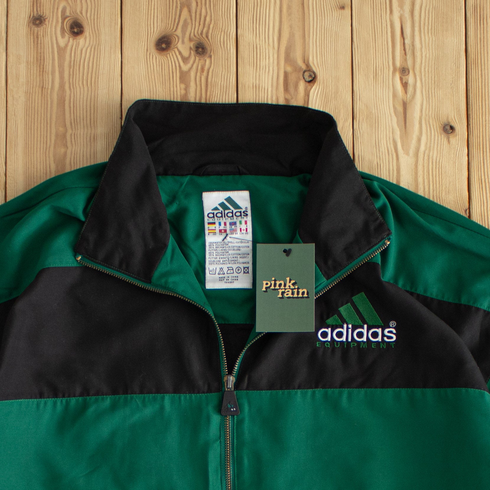 (L/XL) Adidas Equipment Vintage Embroidered Jacket Green Black