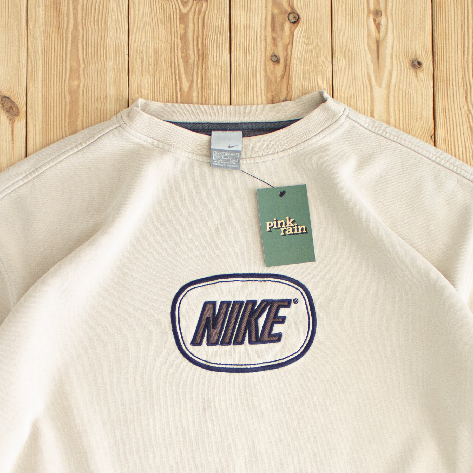 (XL/XXL) Nike Spell Out Vintage Embroidered Sweatshirt Beige