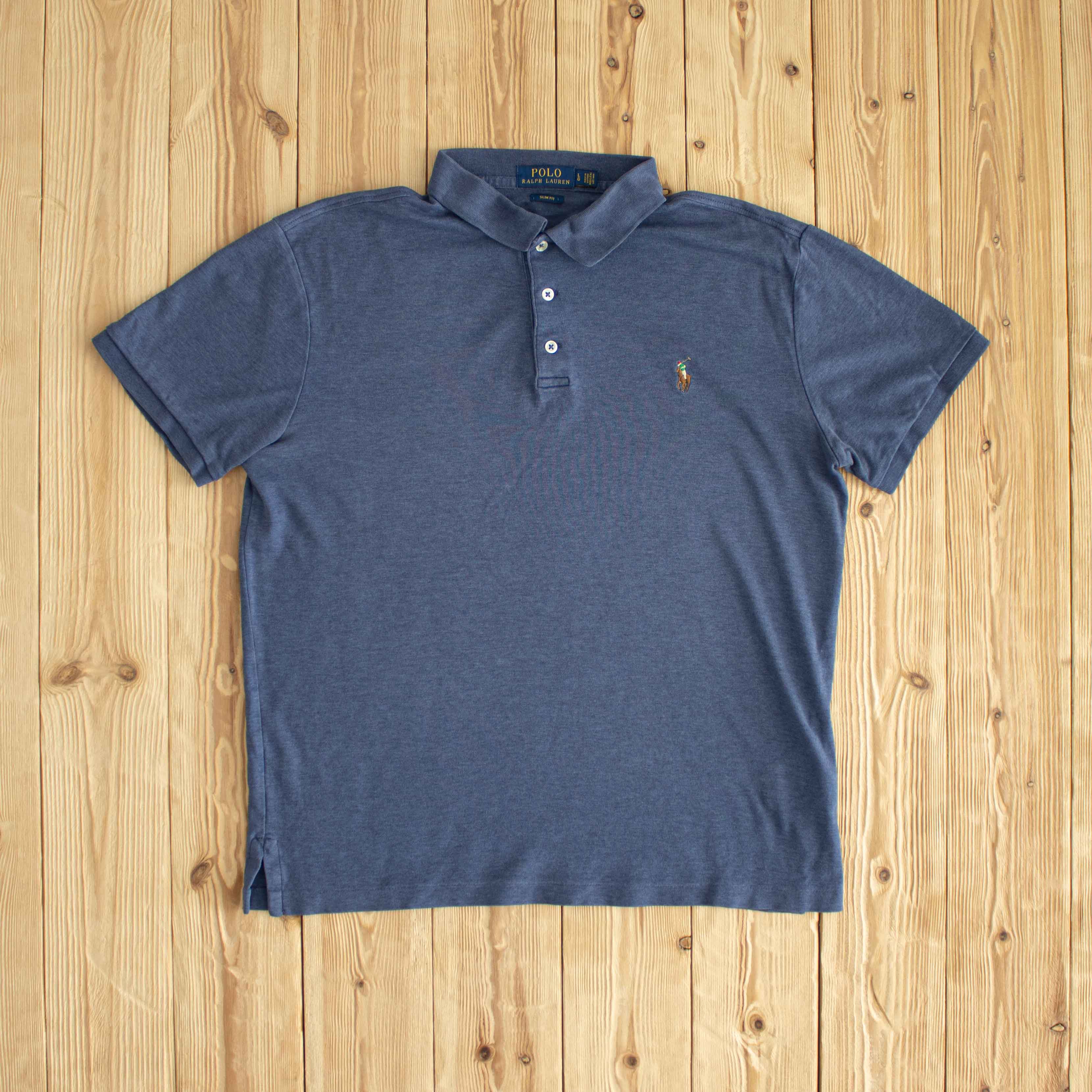 (M) Polo Ralph Lauren Vintage Embroidered Polo T-Shirt Blue