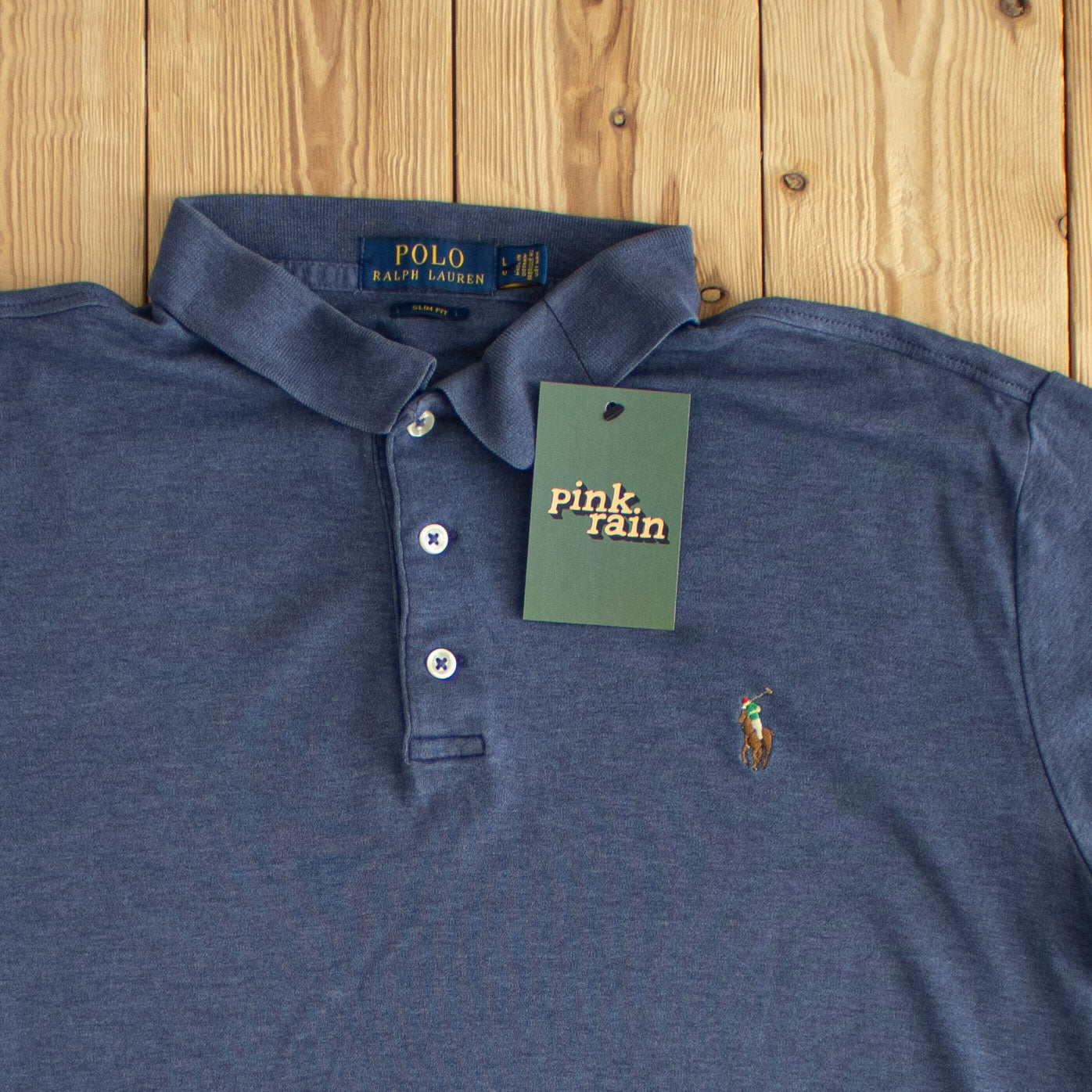 (M) Polo Ralph Lauren Vintage Embroidered Polo T-Shirt Blue