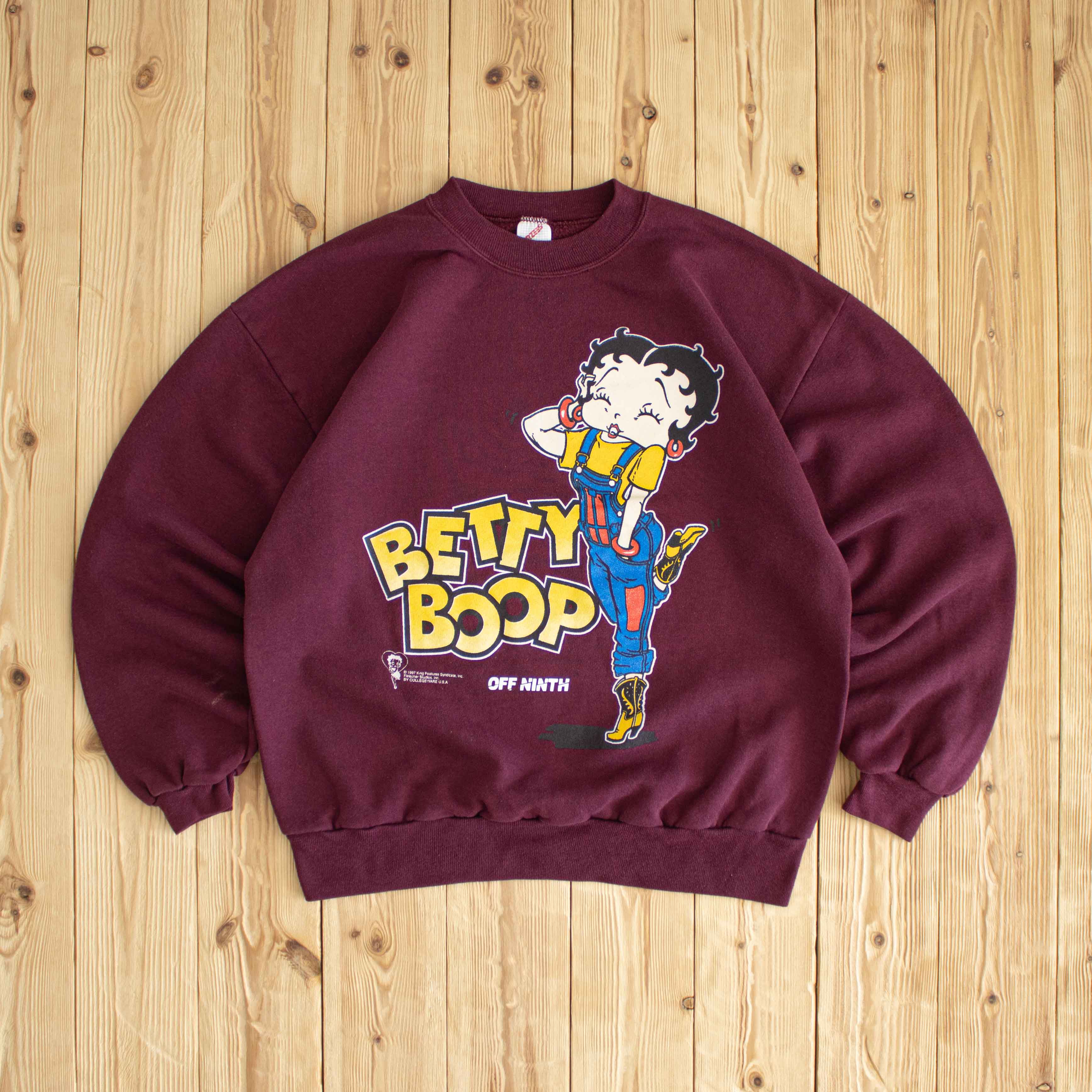 (M) 1997 Betty Boop Vintage Sweatshirt Burgundy Red