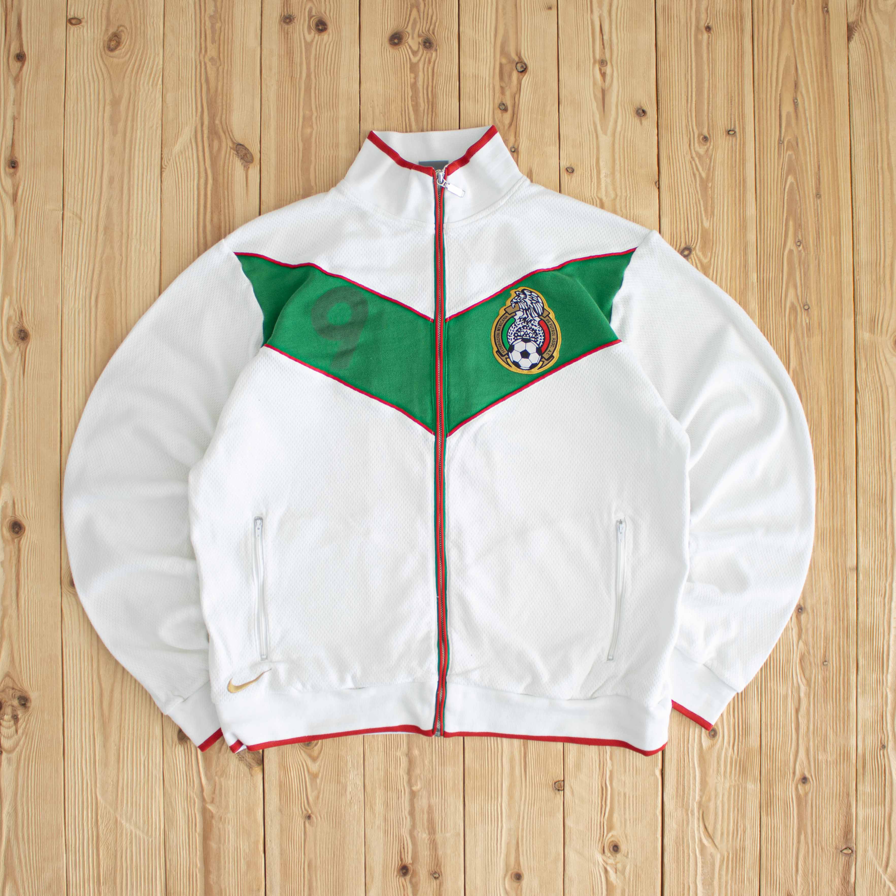 (L) Nike Mexico No 9 Vintage Embroidered Full-Zip Sweatshirt White