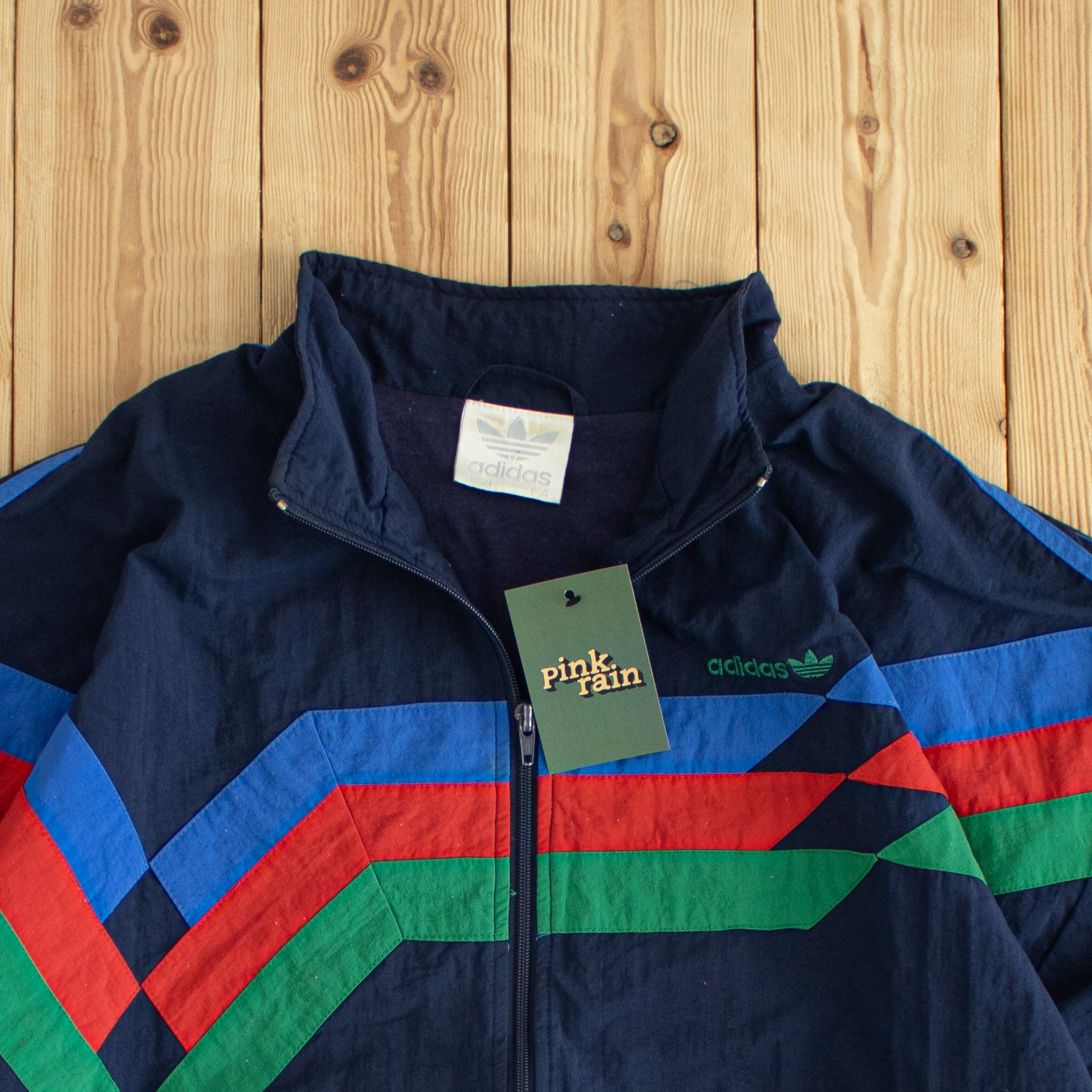 (L) Adidas Vintage Embroidered Jacket Blue