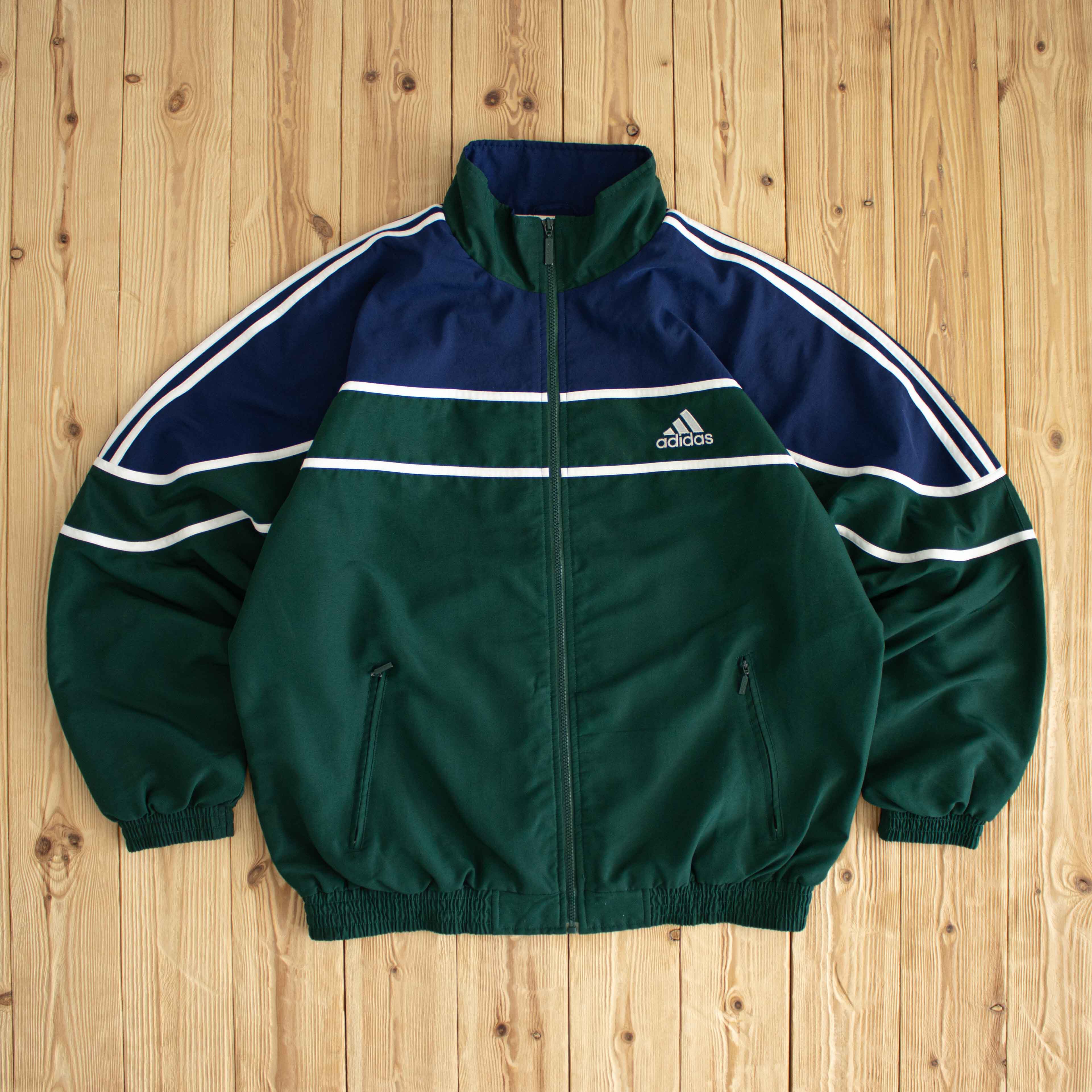 (XL) Adidas Vintage Back Logo Embroidered Jacket Green