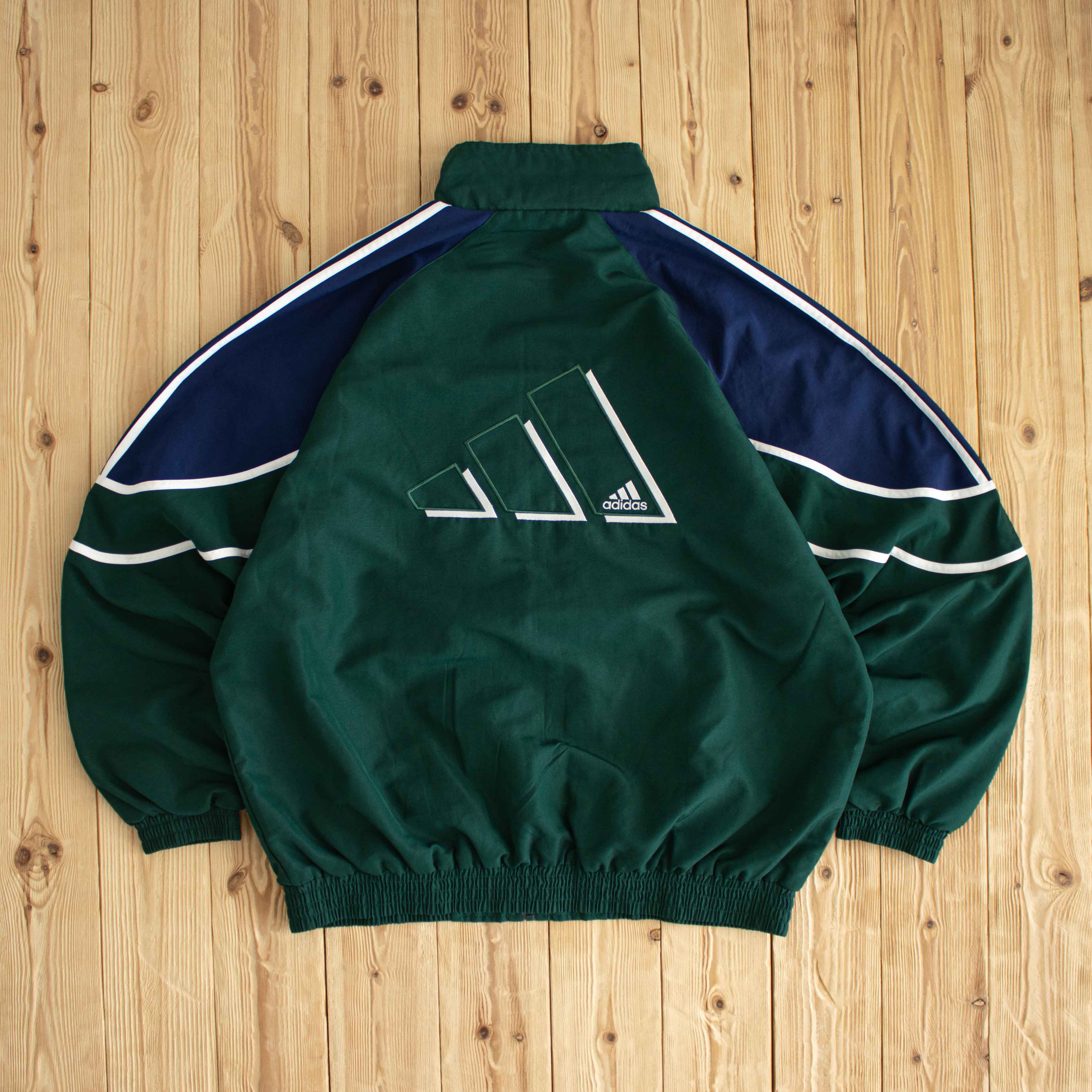 (XL) Adidas Vintage Back Logo Embroidered Jacket Green