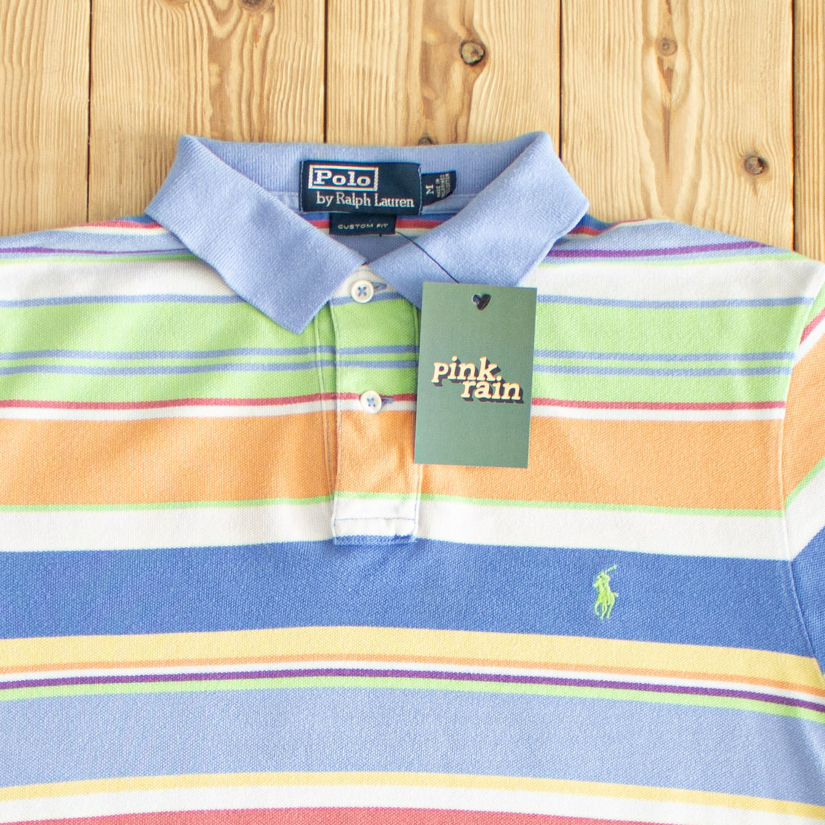 (S/M) Polo Ralph Lauren Vintage Embroidered Polo T-Shirt Blue Multi-Color