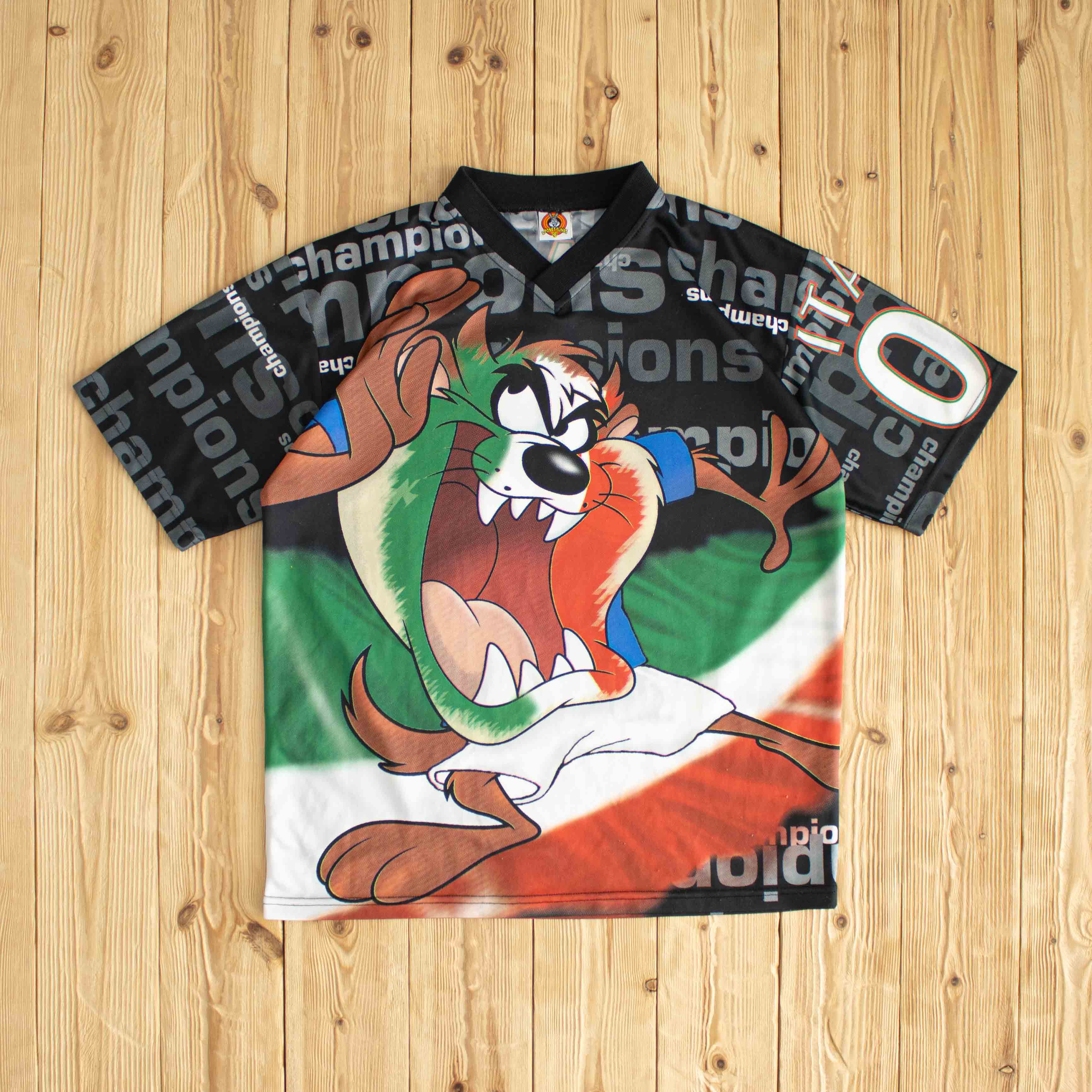 (M) 2000 Looney Tunes Italy Tasmanian Devil Vintage T-Shirt Black