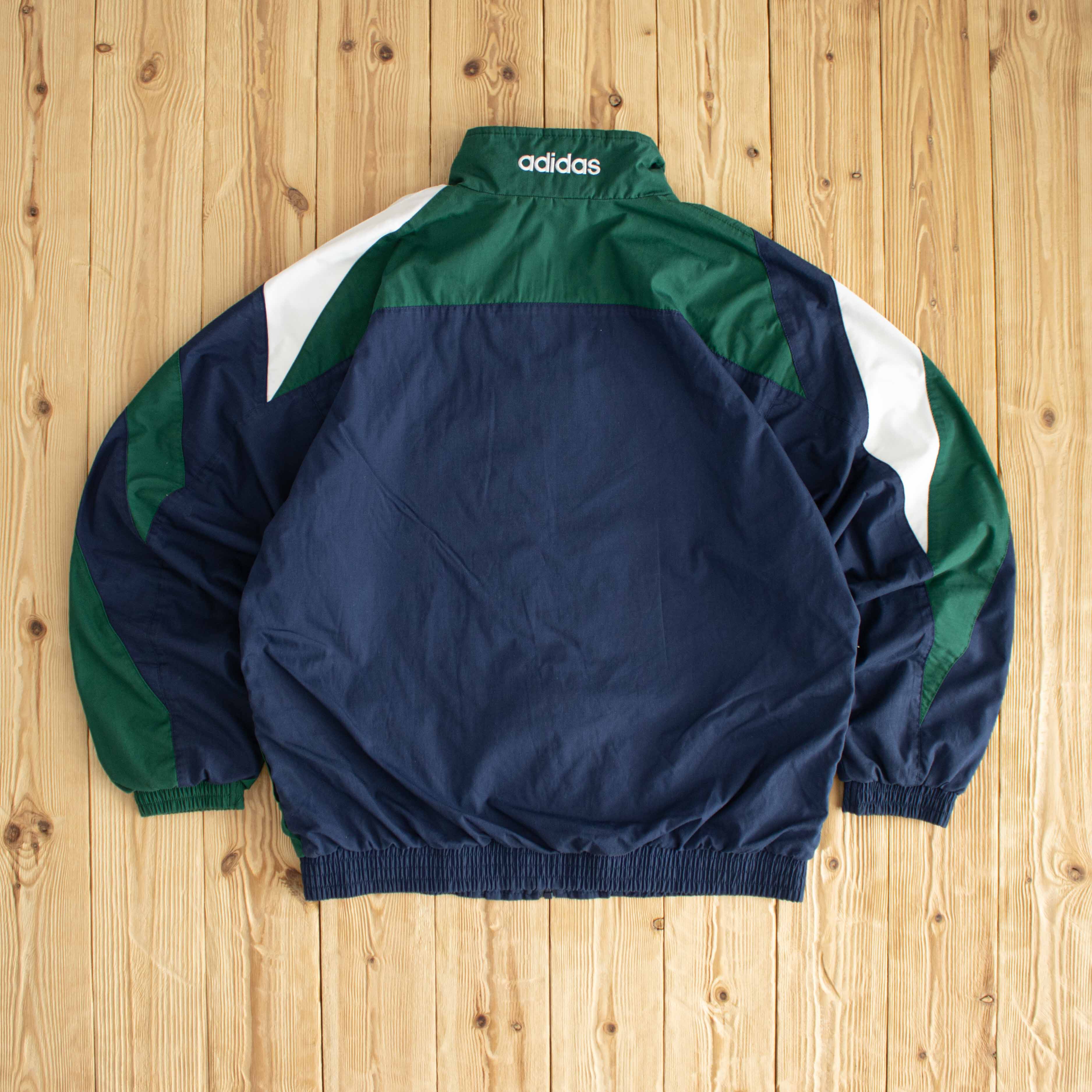 (L) Adidas Vintage Embroidered Jacket Green Blue