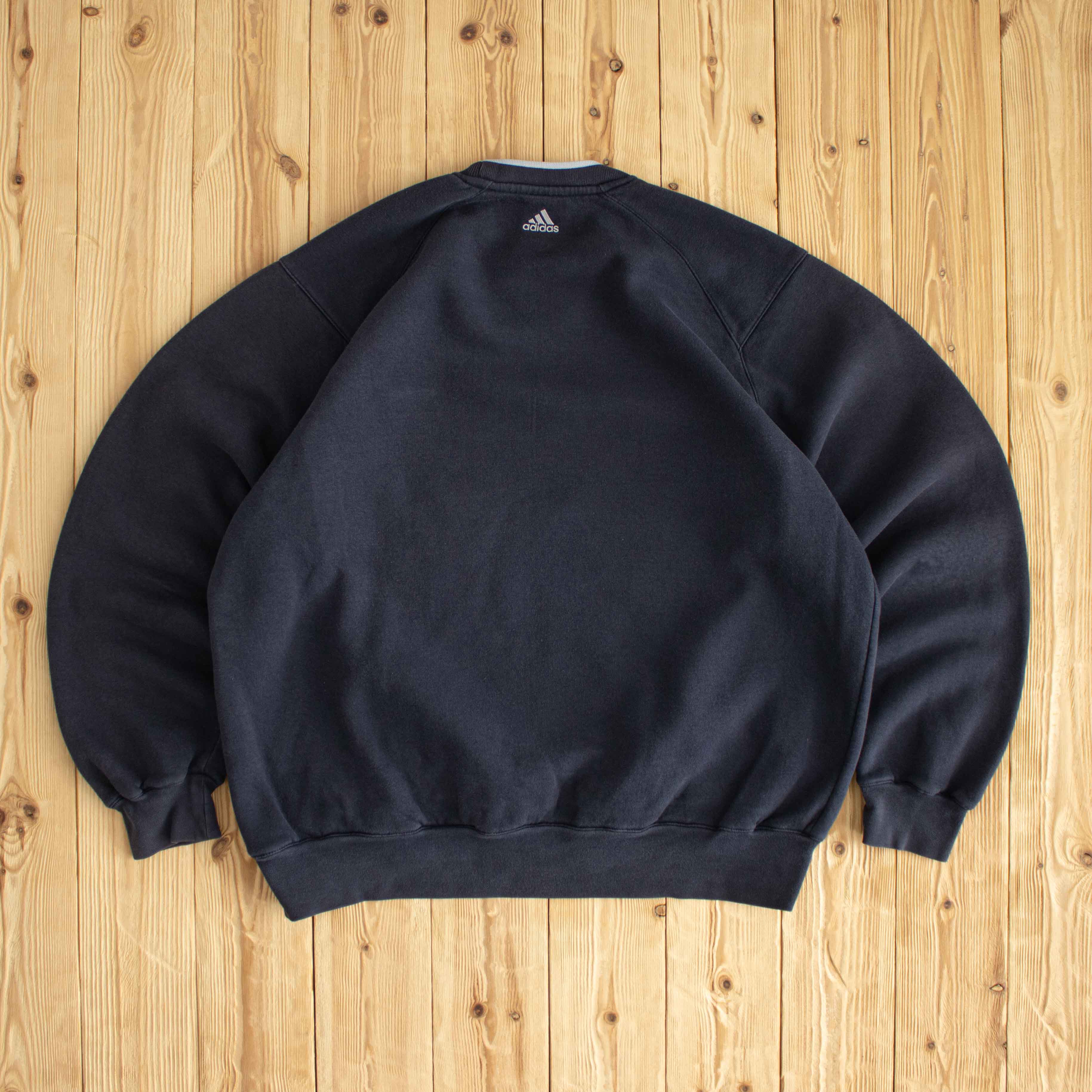 (L/XL) Adidas Vintage Essential Embroidered Sweatshirt Blue
