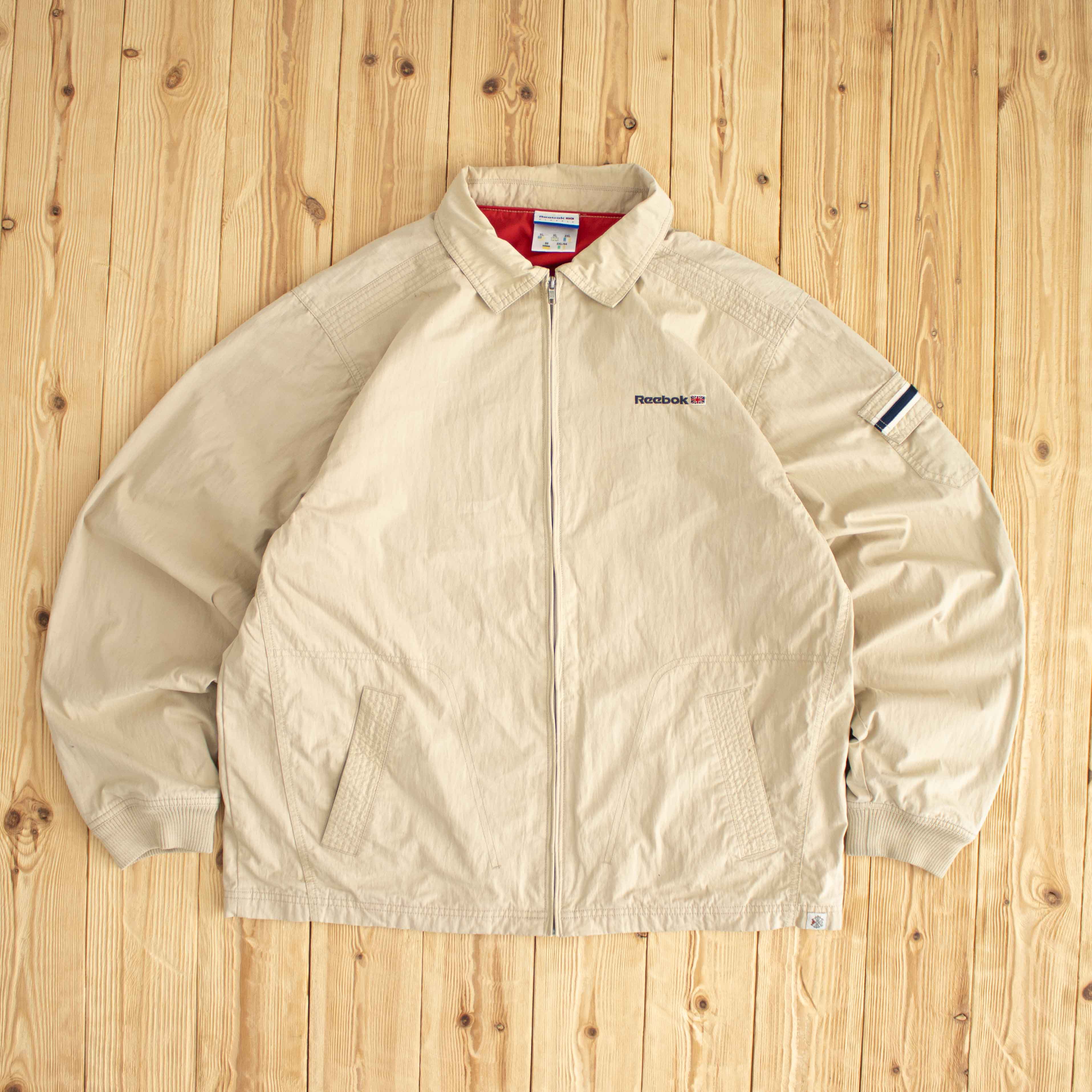 (L/XL) Reebok Vintage Embroidered Jacket Beige