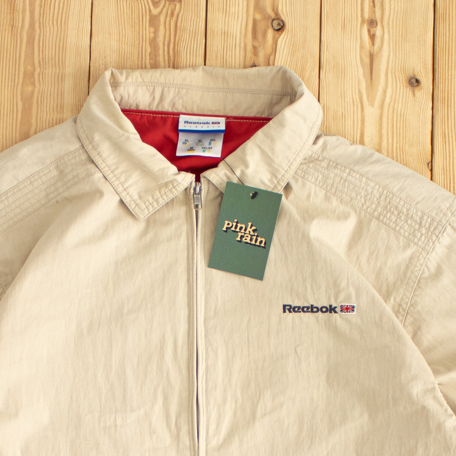 (L/XL) Reebok Vintage Embroidered Jacket Beige