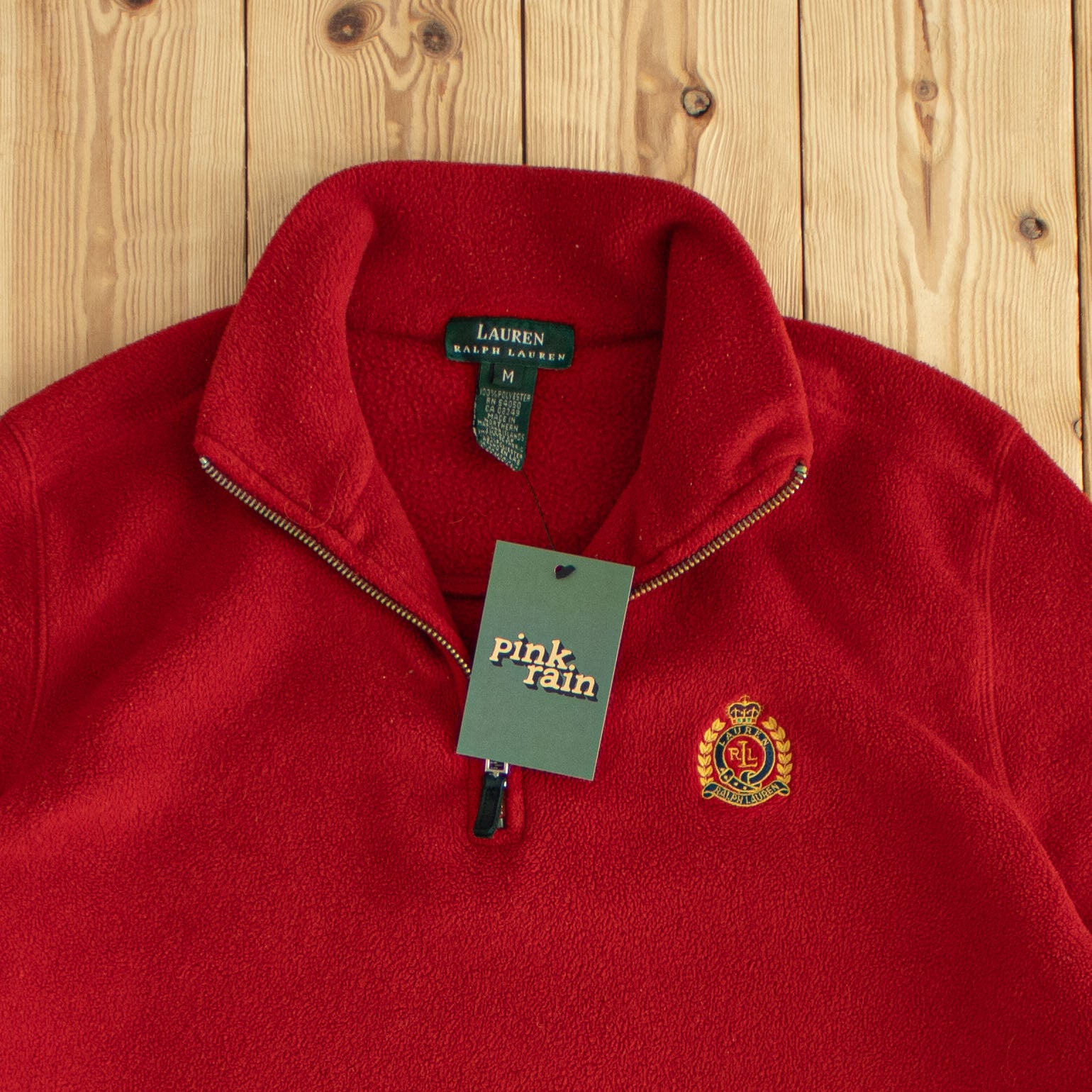 (M) Ralph Lauren Vintage Embroidered Quarter-Zip Red