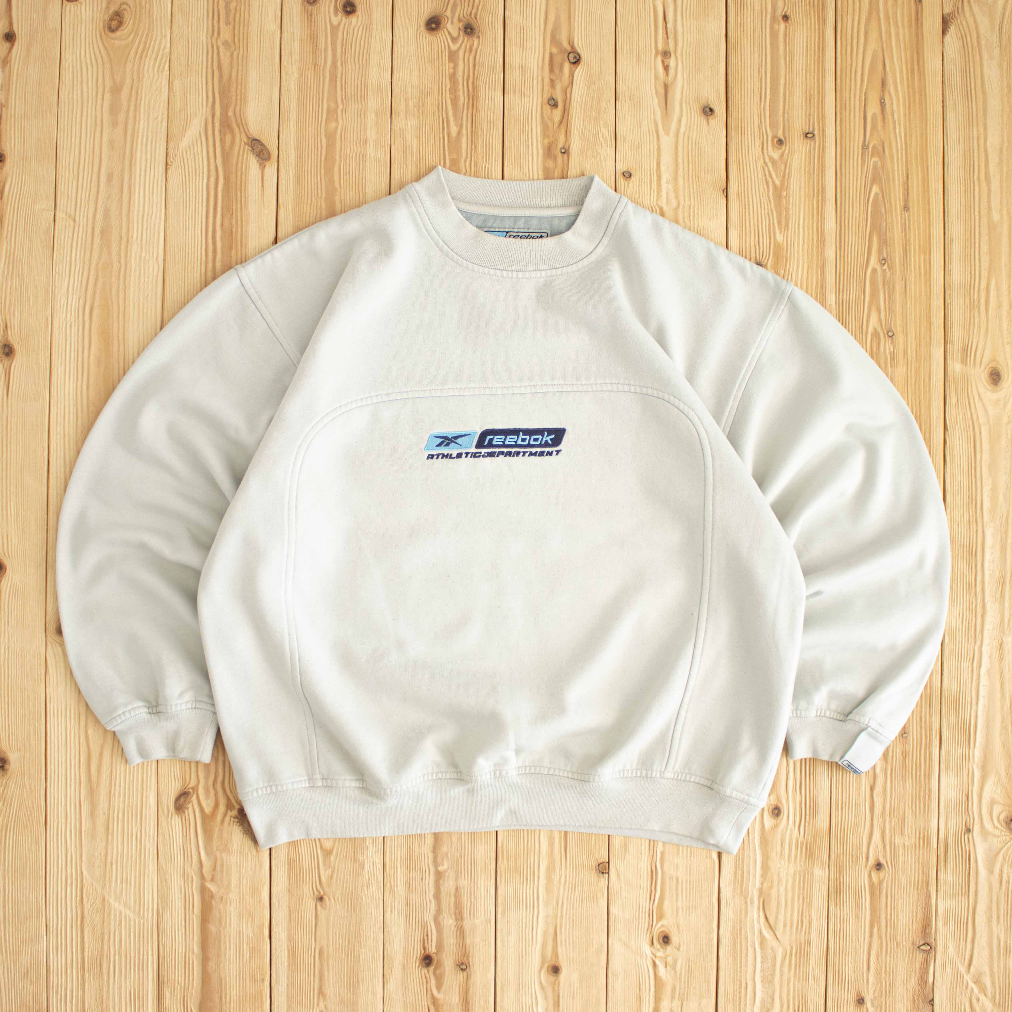 (M) Reebok Athletic Department Vintage Embroidered Sweatshirt Beige