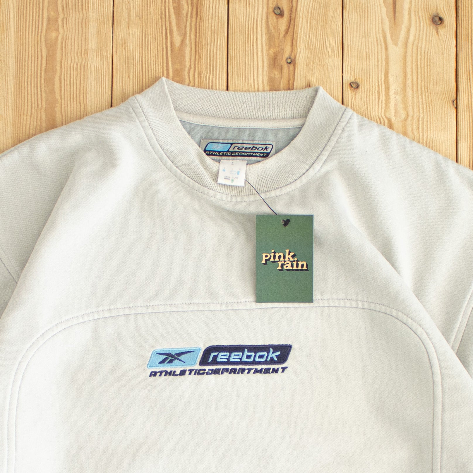 (M) Reebok Athletic Department Vintage Embroidered Sweatshirt Beige