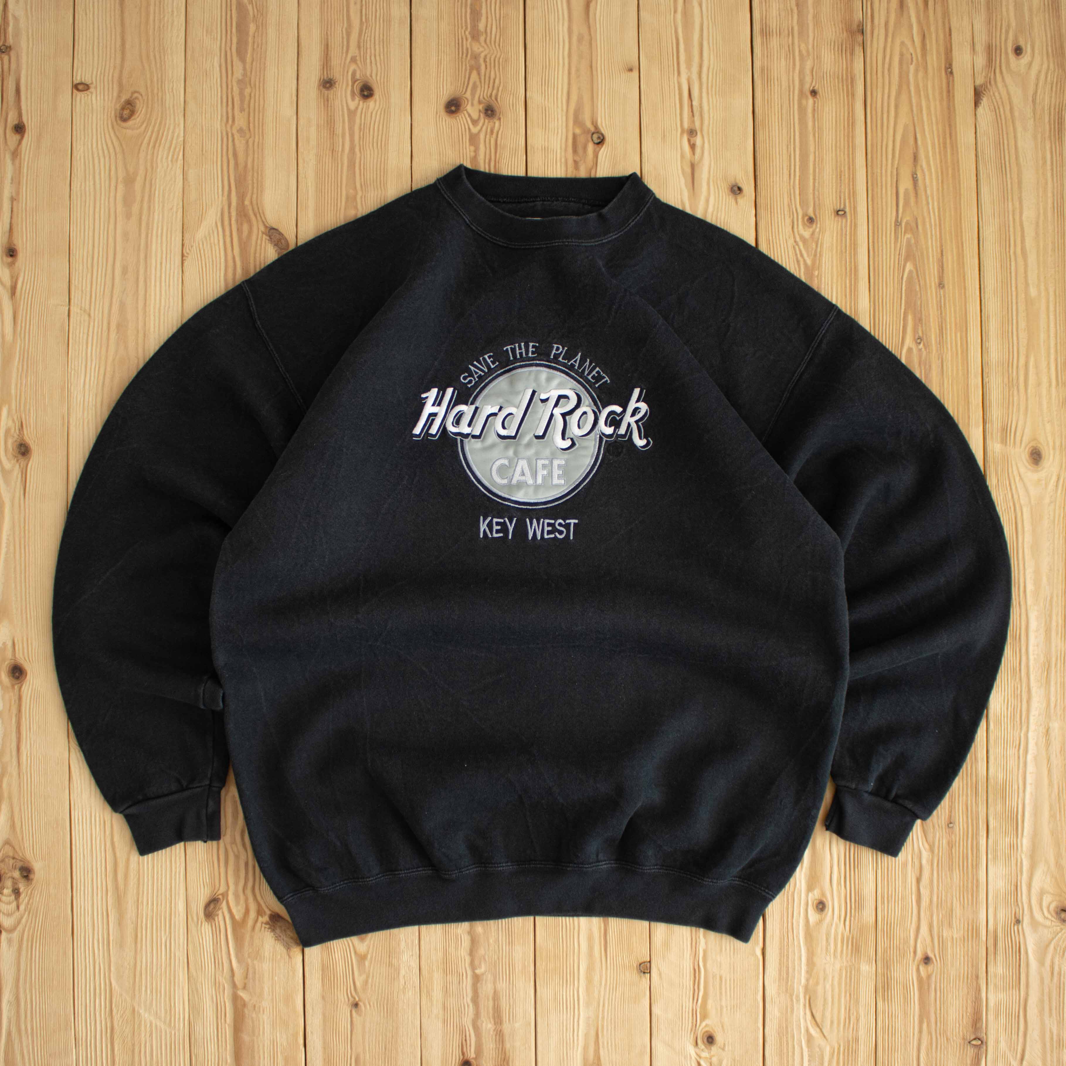 (L/XL) Hard Rock Cafe Key West Vintage Embroidered Sweatshirt Black