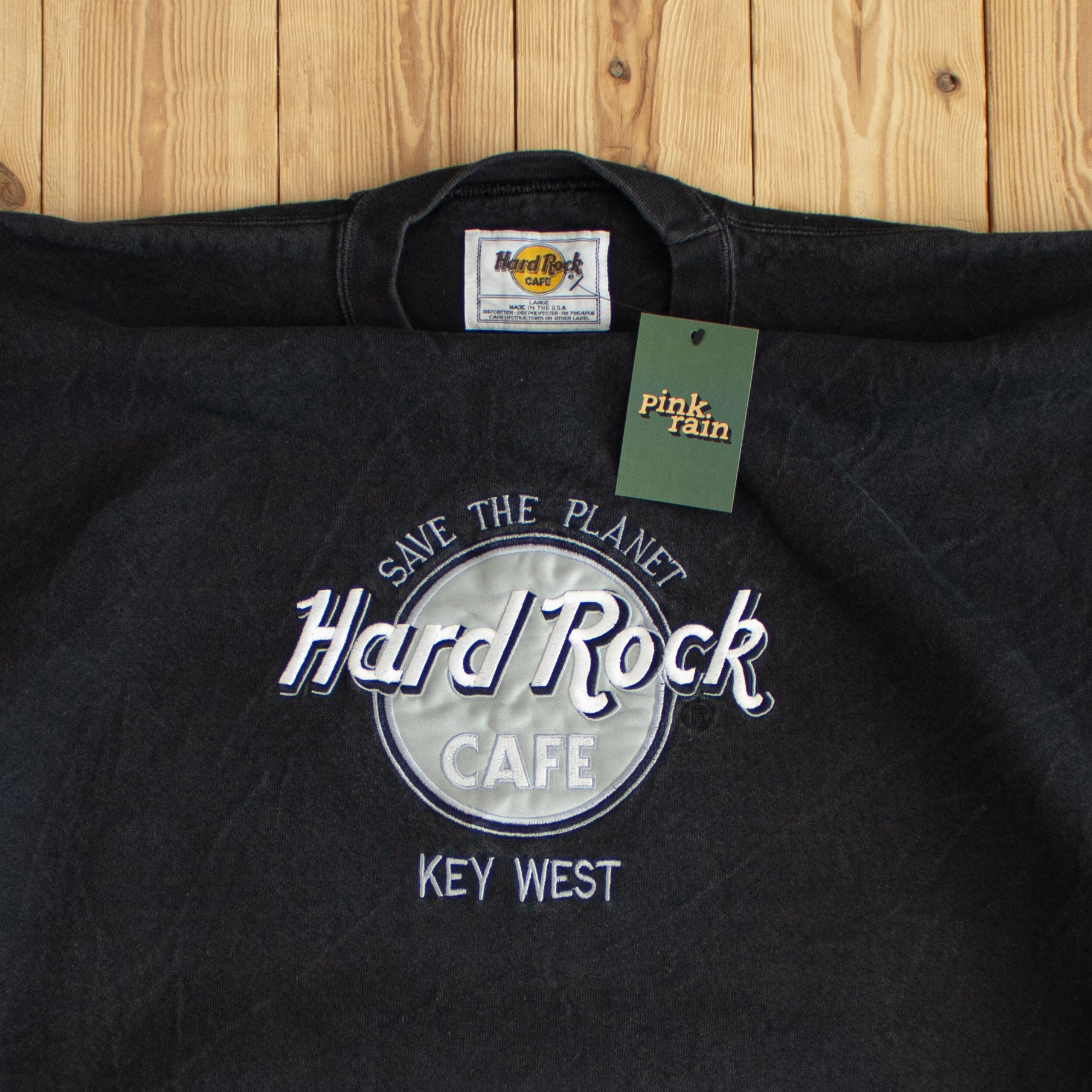 (L/XL) Hard Rock Cafe Key West Vintage Embroidered Sweatshirt Black
