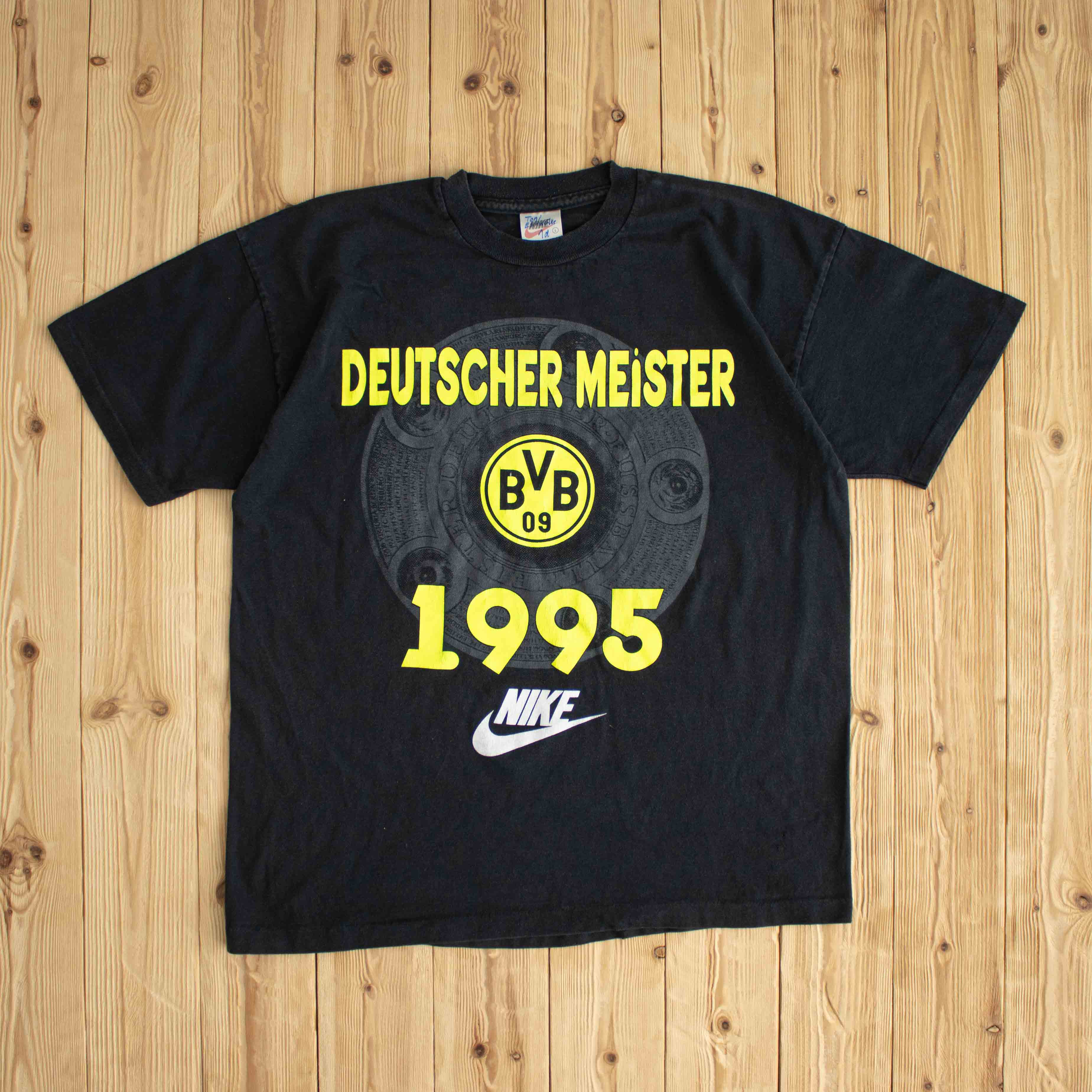 (L) 1995 Nike Borussia Dortmund Vintage Single Stitch T-Shirt Black