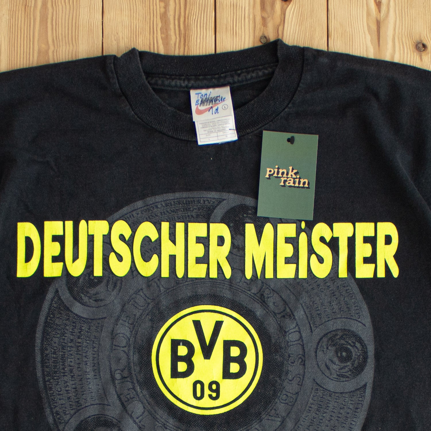 (L) 1995 Nike Borussia Dortmund Vintage Single Stitch T-Shirt Black