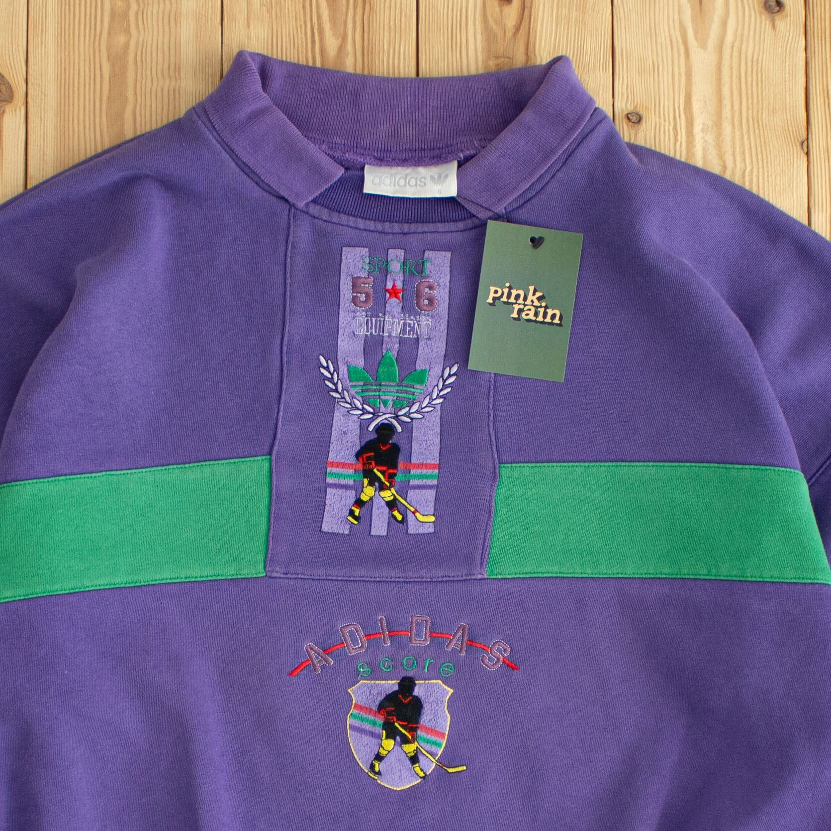 (M) Adidas Sport Equipment Vintage Embroidered Sweatshirt Purple