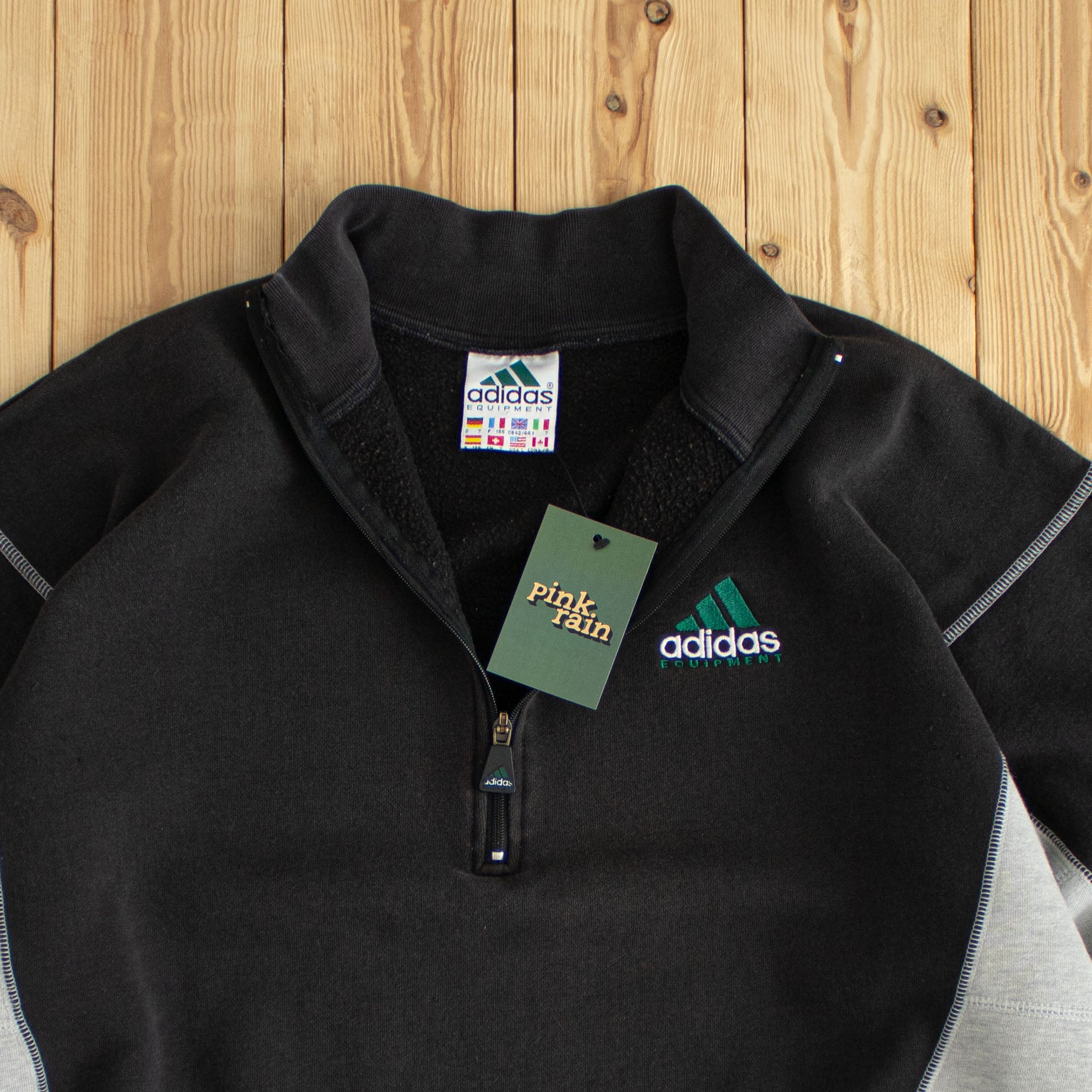 (L) Adidas Equipment Vintage Embroidered Quarter-Zip Black
