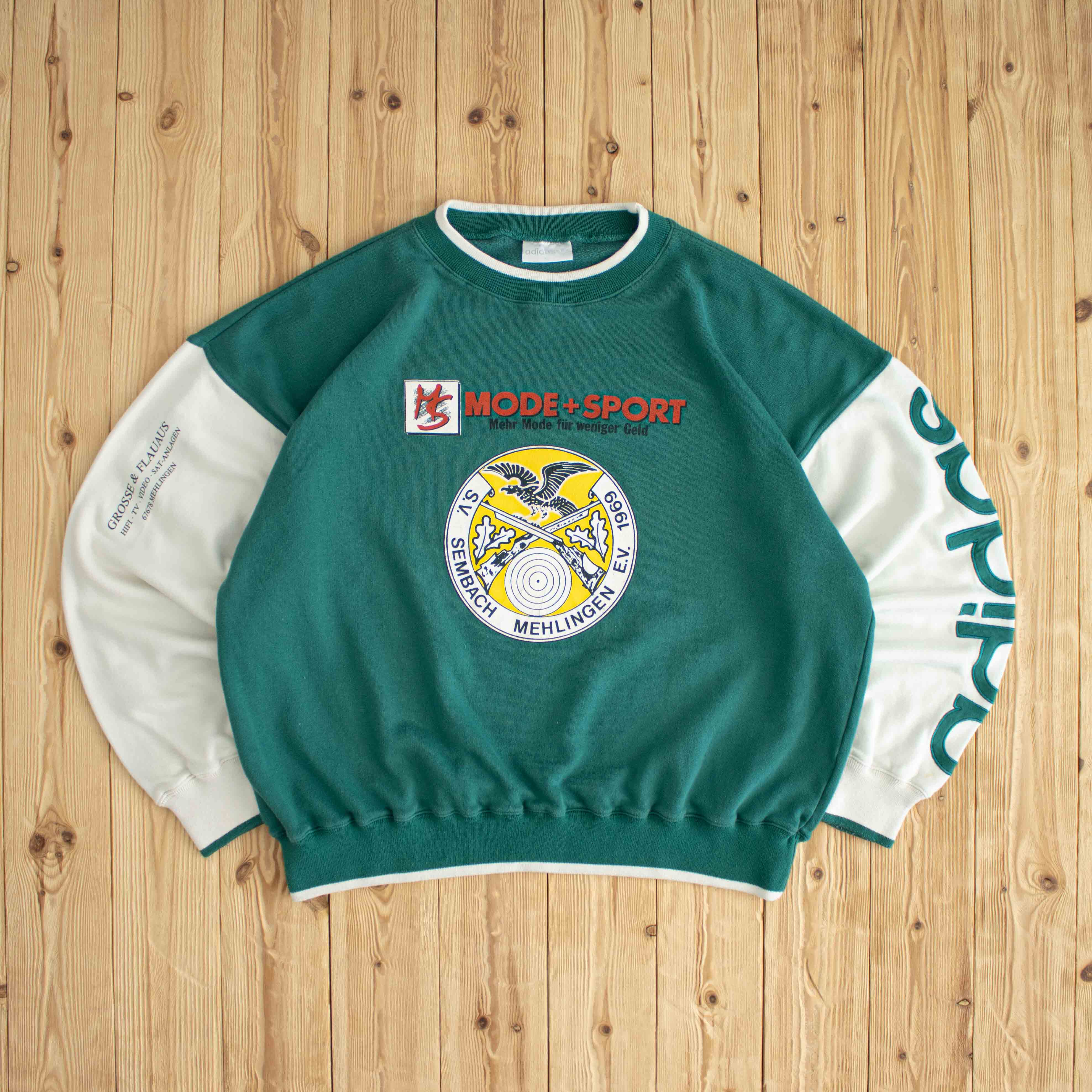 (XL) Adidas Mode + Sport Vintage Embroidered Sweatshirt Green