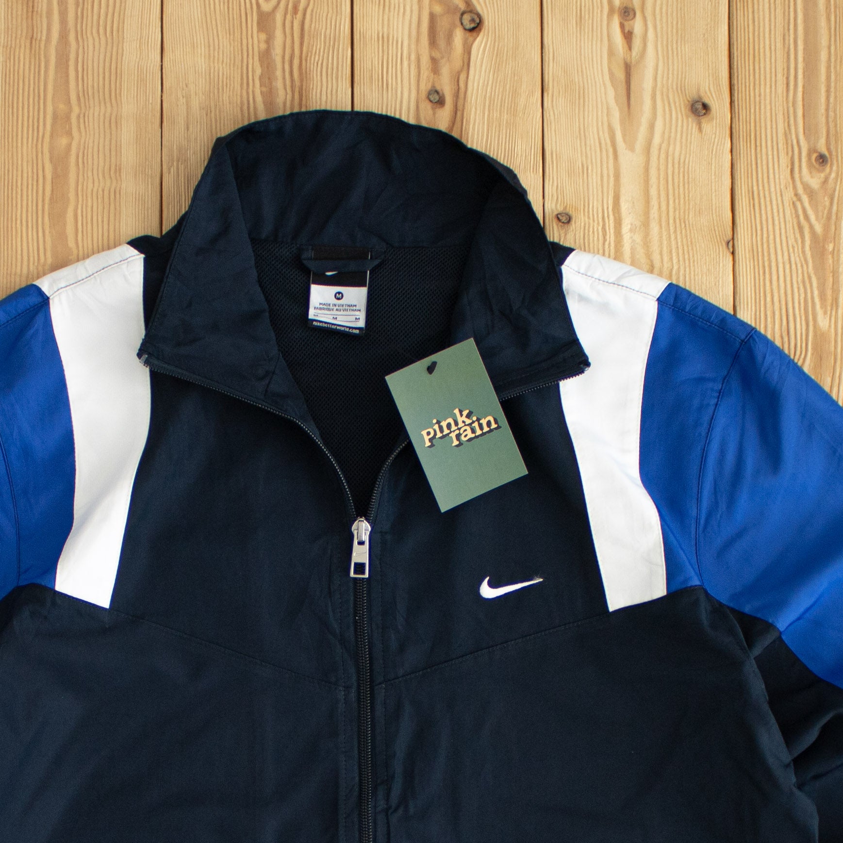 (M/L) Nike Essential Embroidered Jacket Black Blue