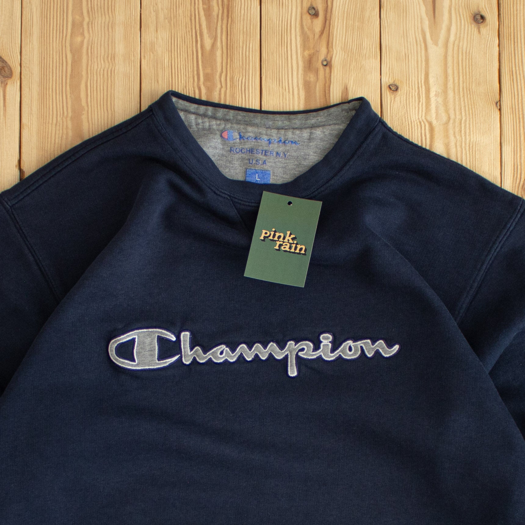 (M) Champion Vintage Embroidered Sweatshirt Blue