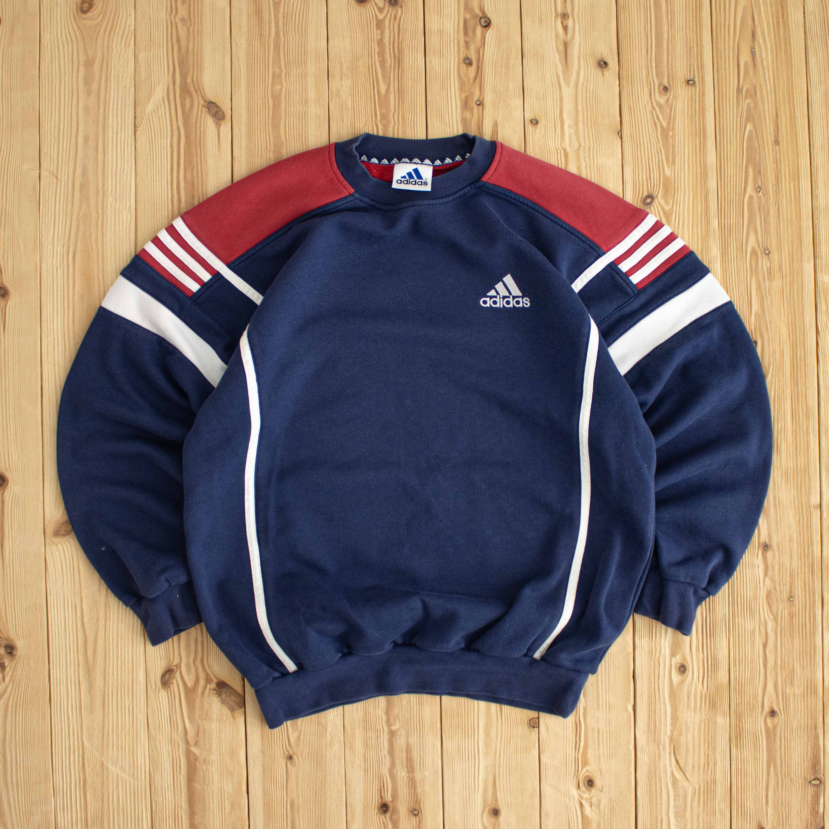 (M) Adidas Vintage Essential Embroidered Sweatshirt Blue