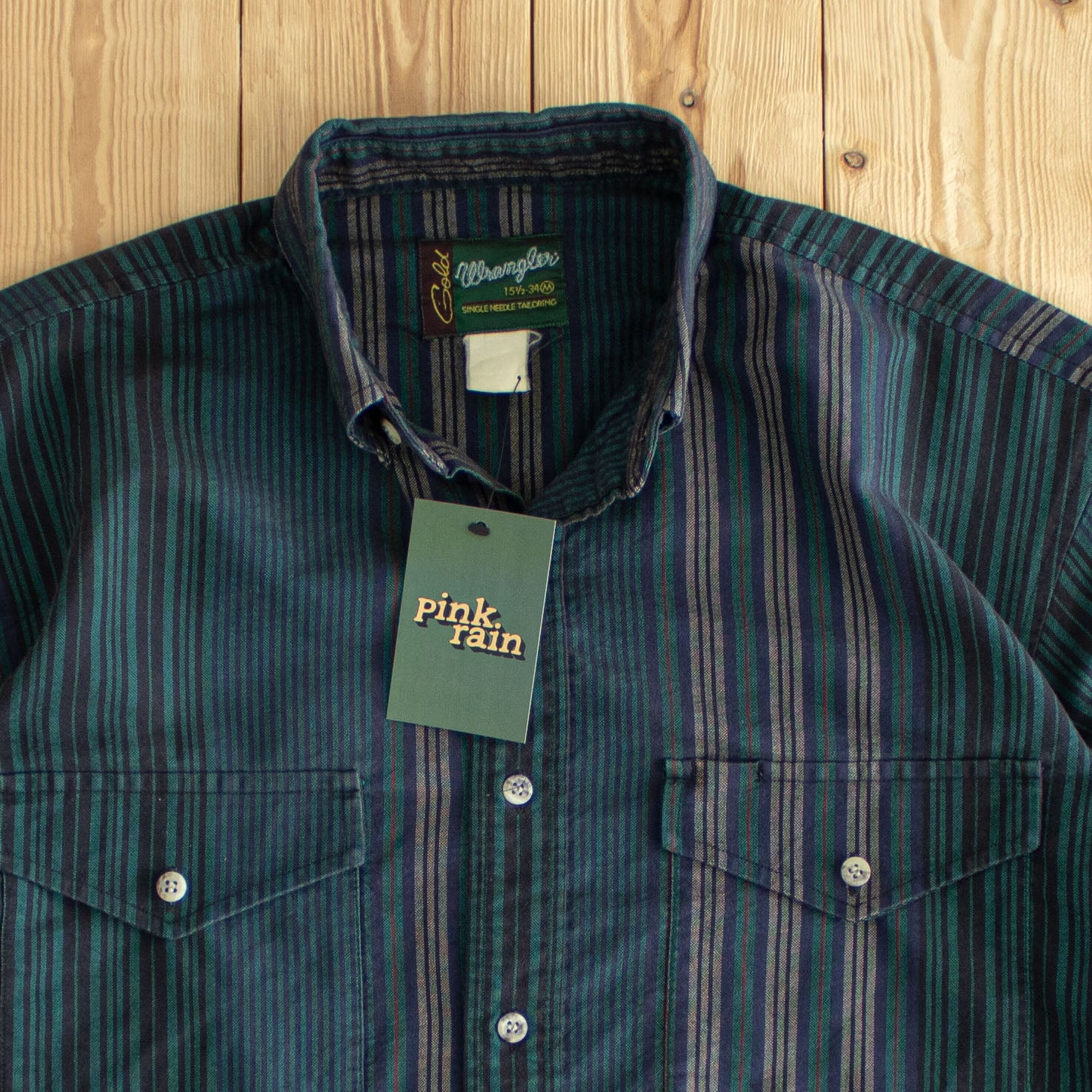(M/L) Wrangler Vintage Cropped Single Needle Tailoring Shirt Green