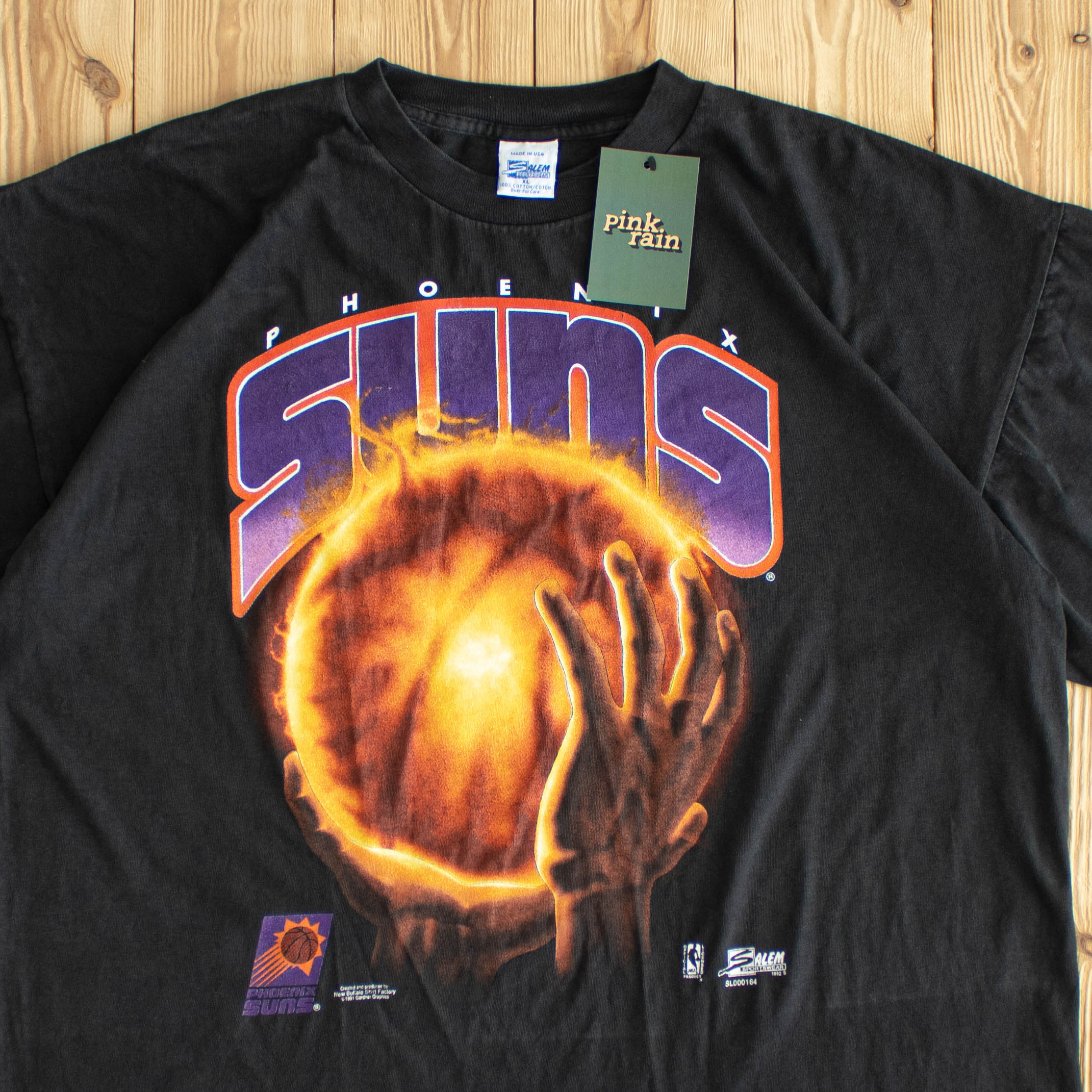 (L/XL) 1991 Salem Sportswear Phoenix Suns Vintage Single Stitch T-Shirt Black
